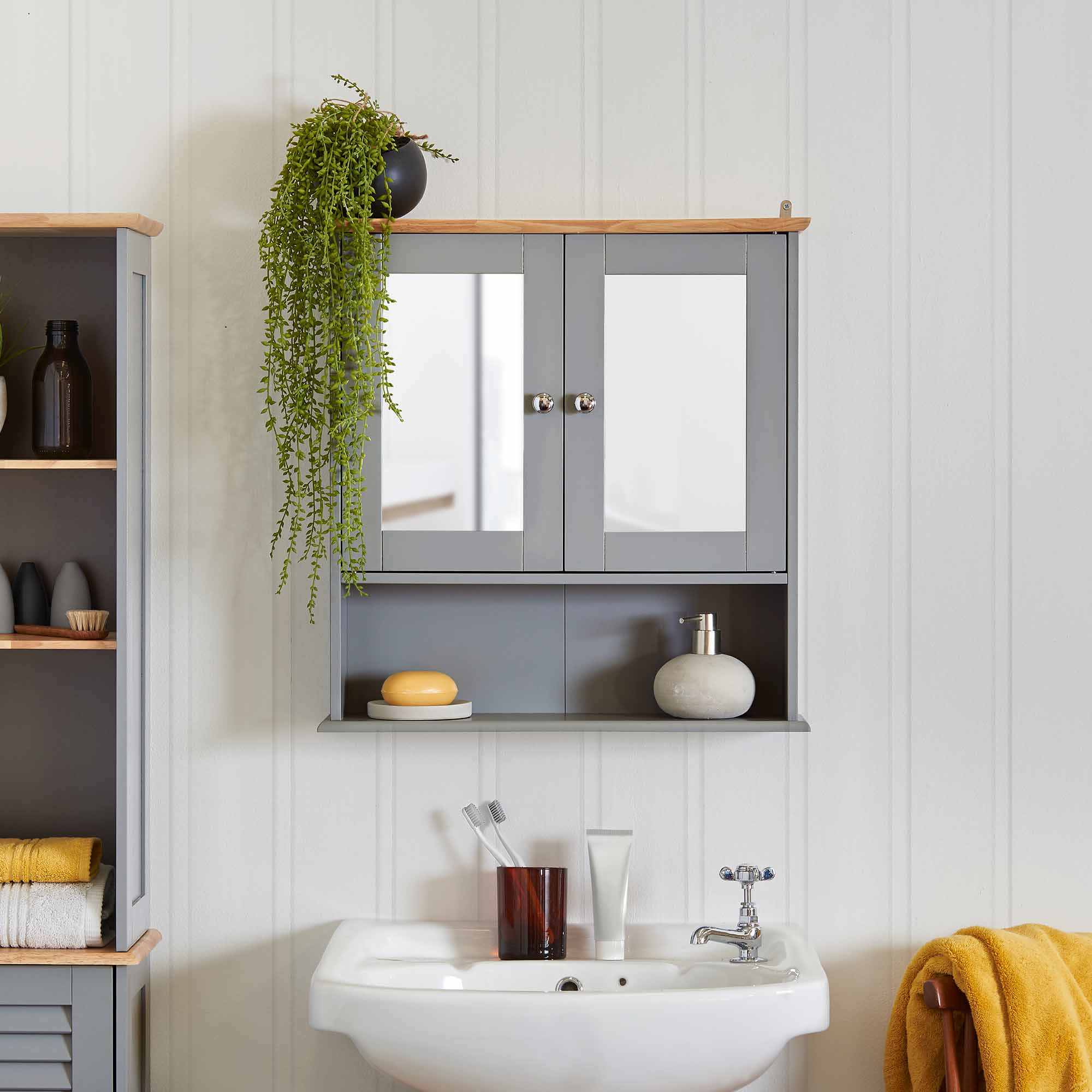 Grey Bathroom Medicine Cabinet With Mirror