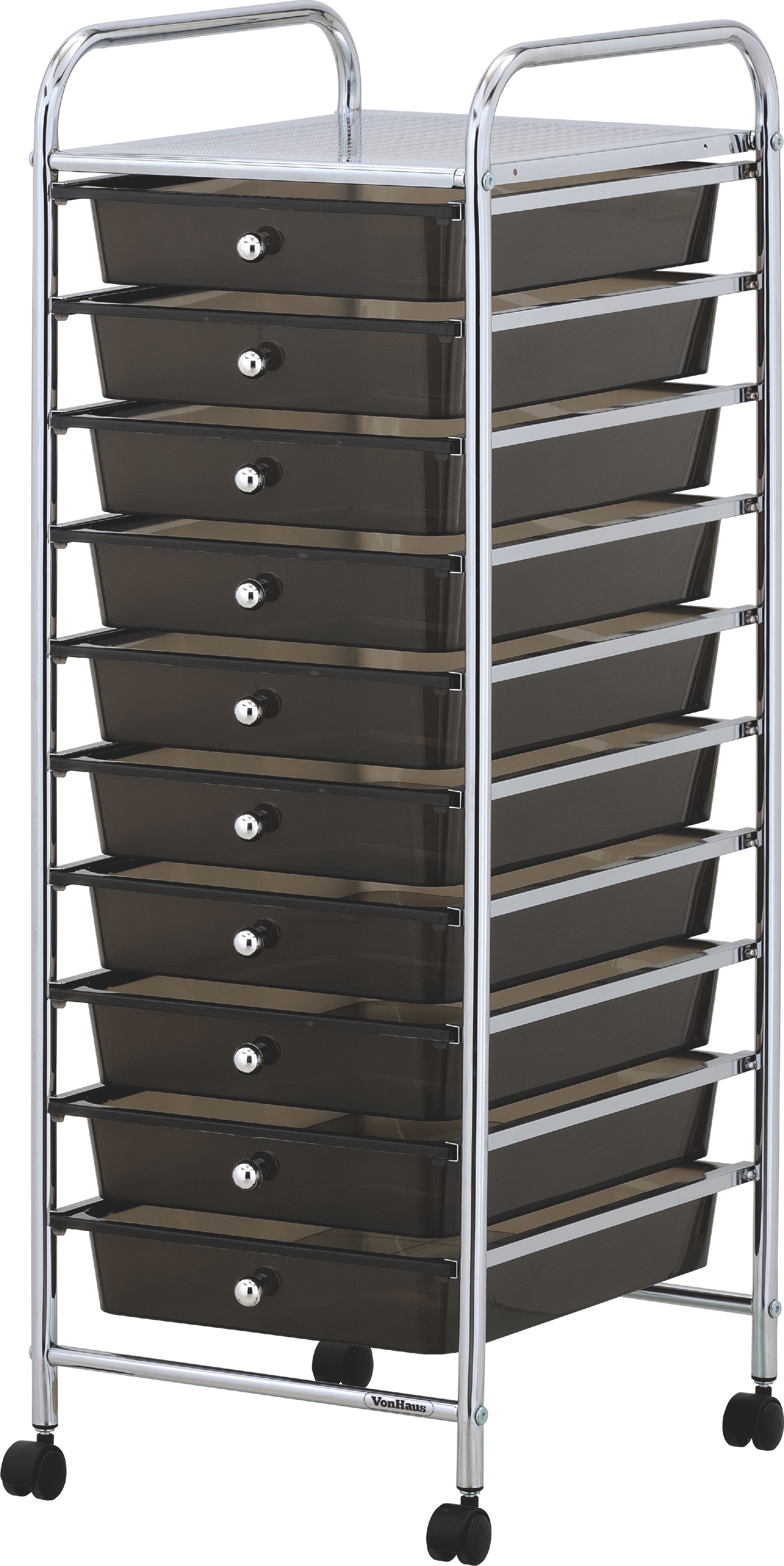 VonHaus 10 Drawer Mobile Storage Trolley for Home Office or Beauty Salon Black
