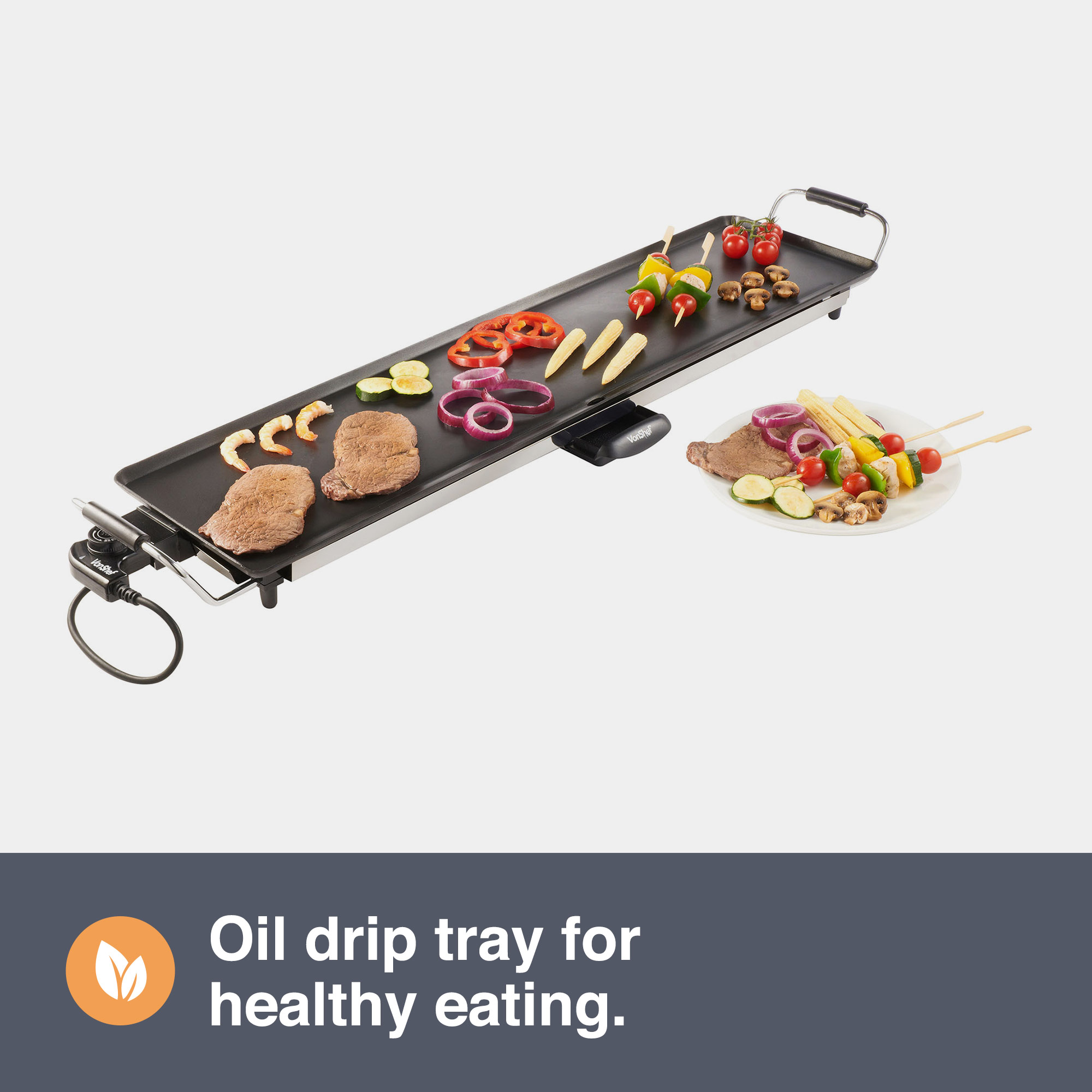 VonShef Electric XXL Teppanyaki Table Top Grill Griddle Plate BBQ