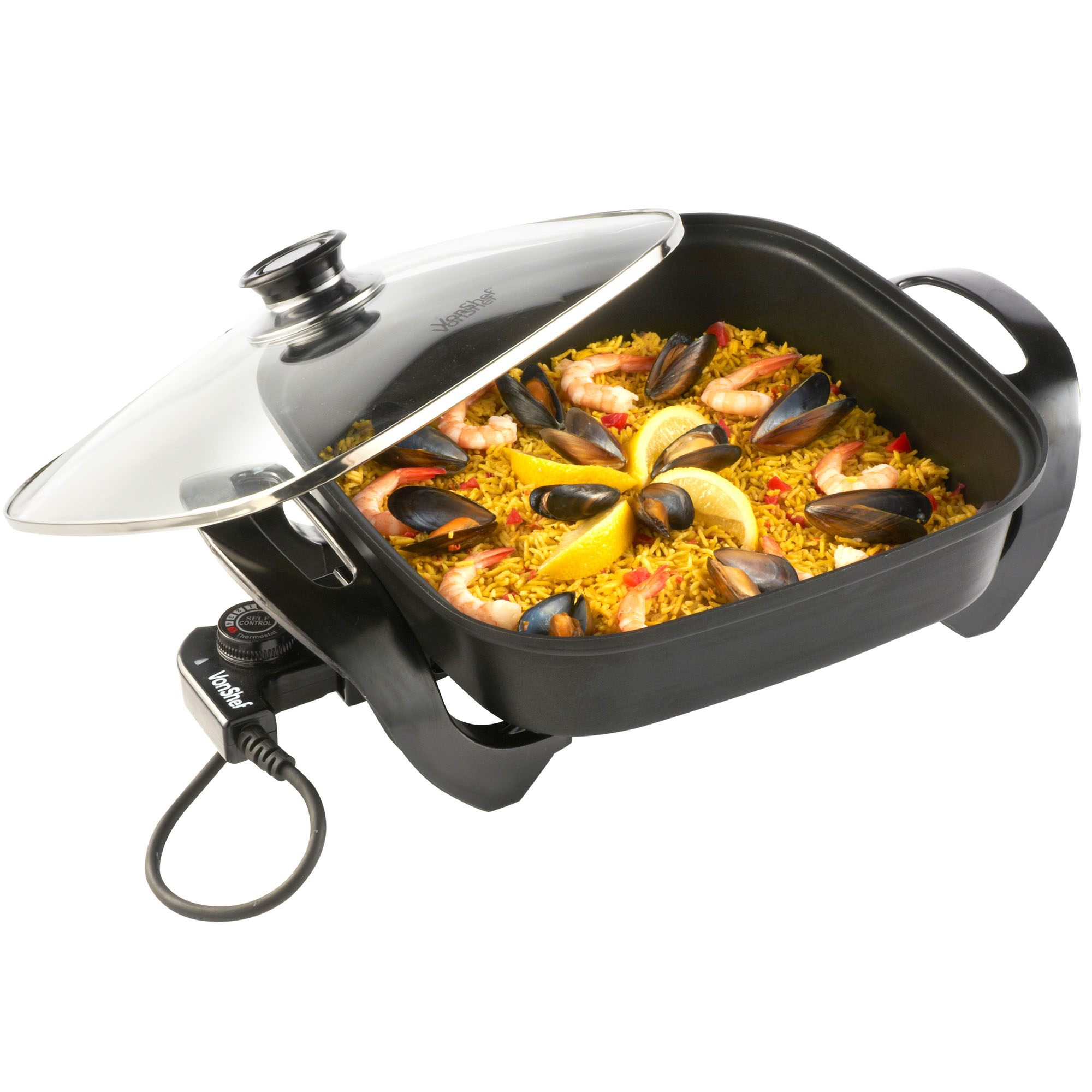 VonShef 1500W Multi Cooker 30cm Square Electric Table Top Frying Pan & Glass Lid eBay