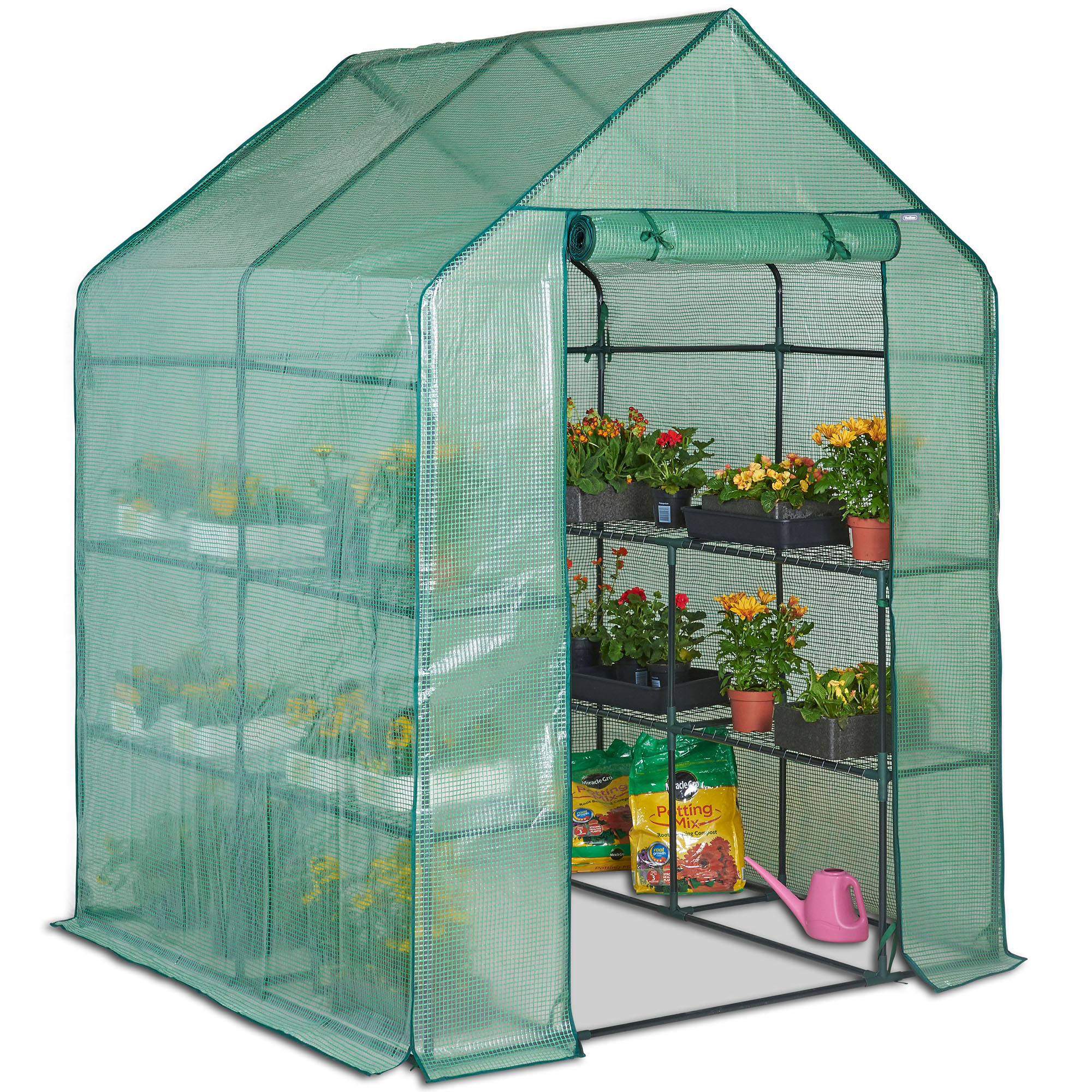 VonHaus Walk In Greenhouse – 8 Shelves Garden Green House with Re ...