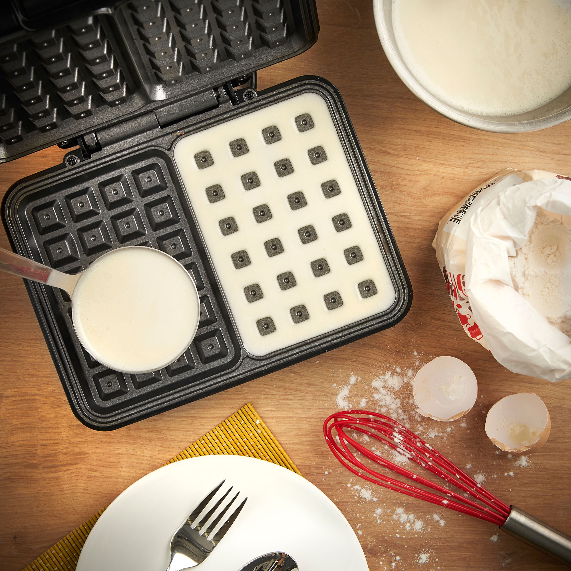 VonShef Waffle Maker- Dual Belgian Non-Stick Coated Plates ...