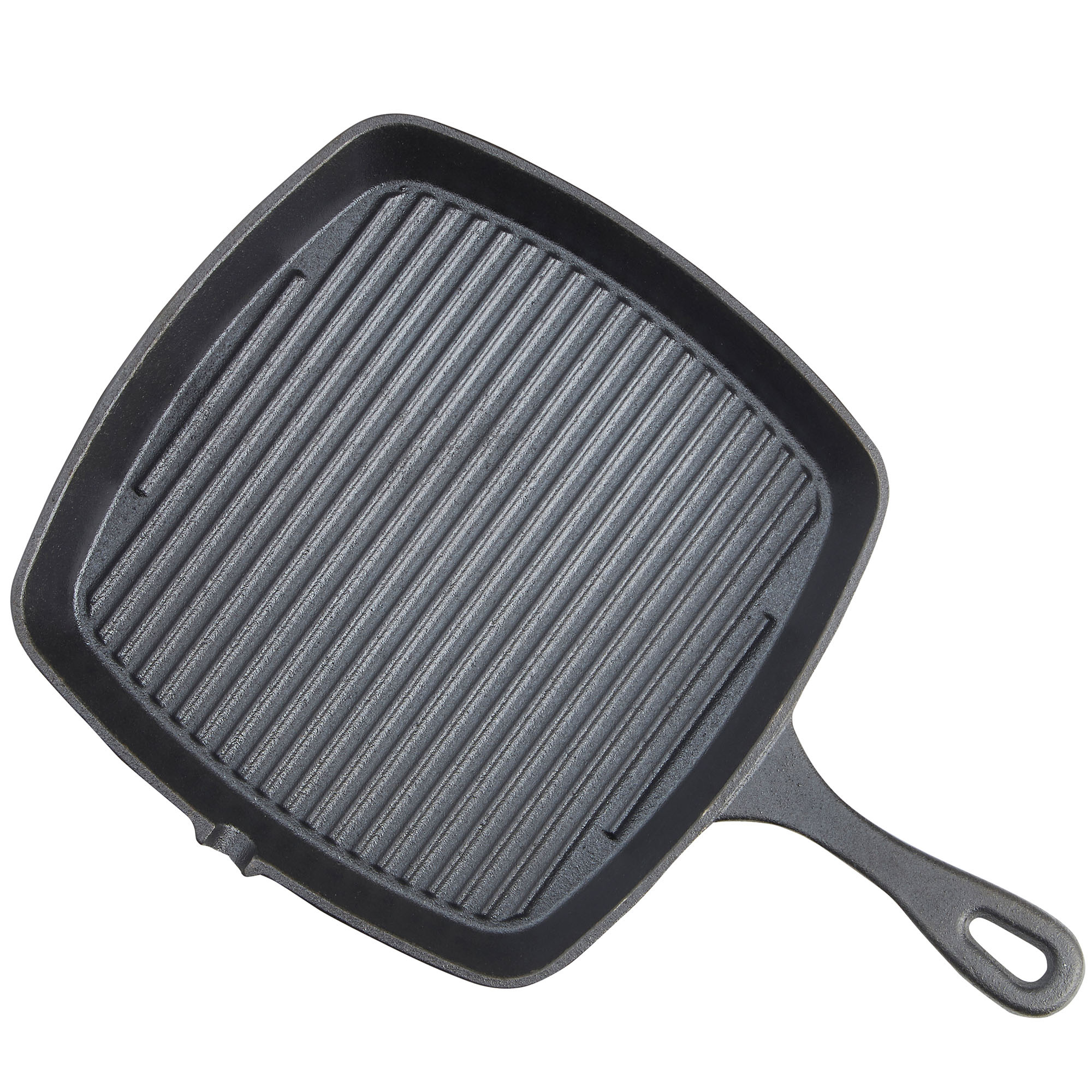 VonShef Griddle Pan Black Preseasoned Cast Iron Grill Square 26cm Non