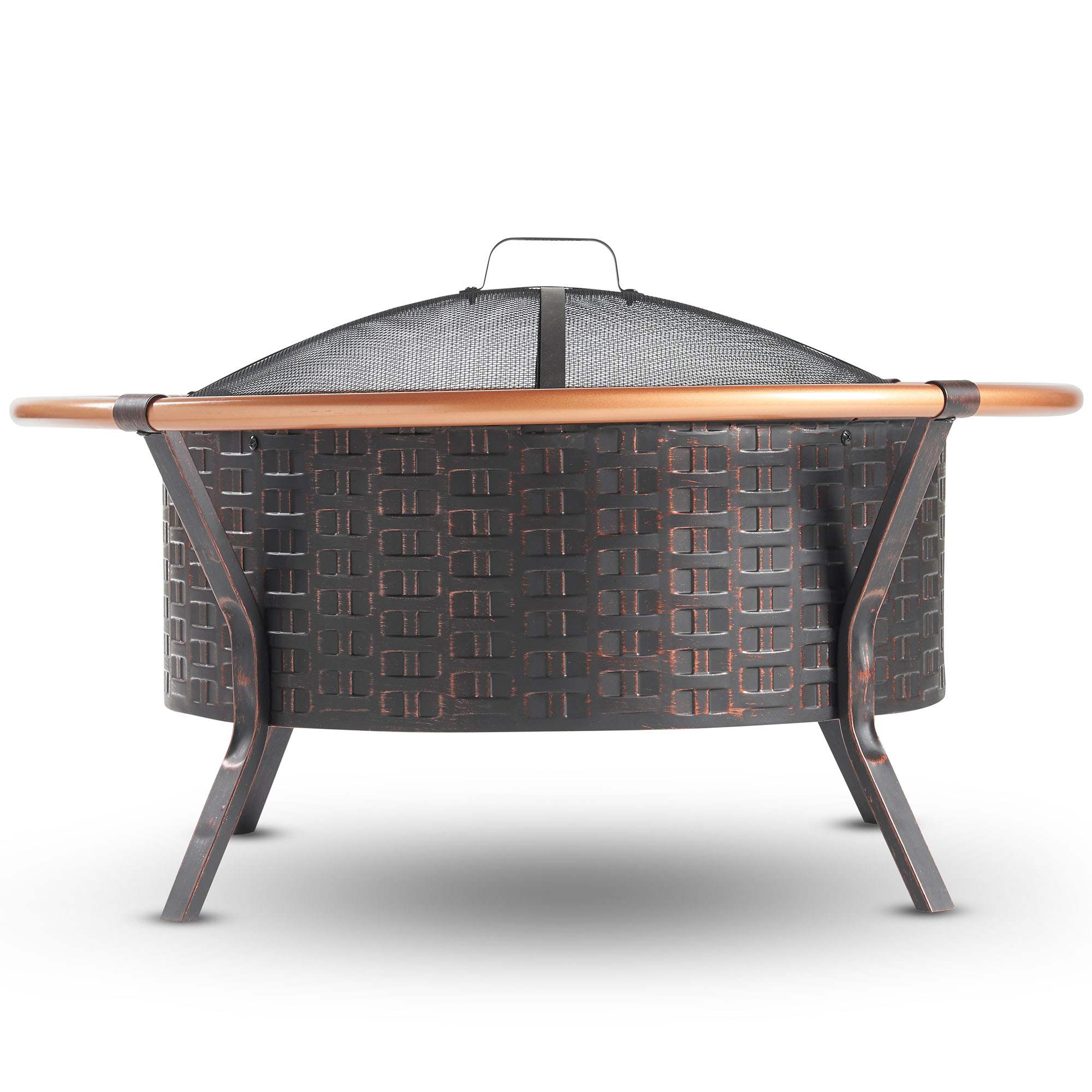 VonHaus Copper Rim Fire Pit with Grill Rack, Spark Guard and Poker eBay