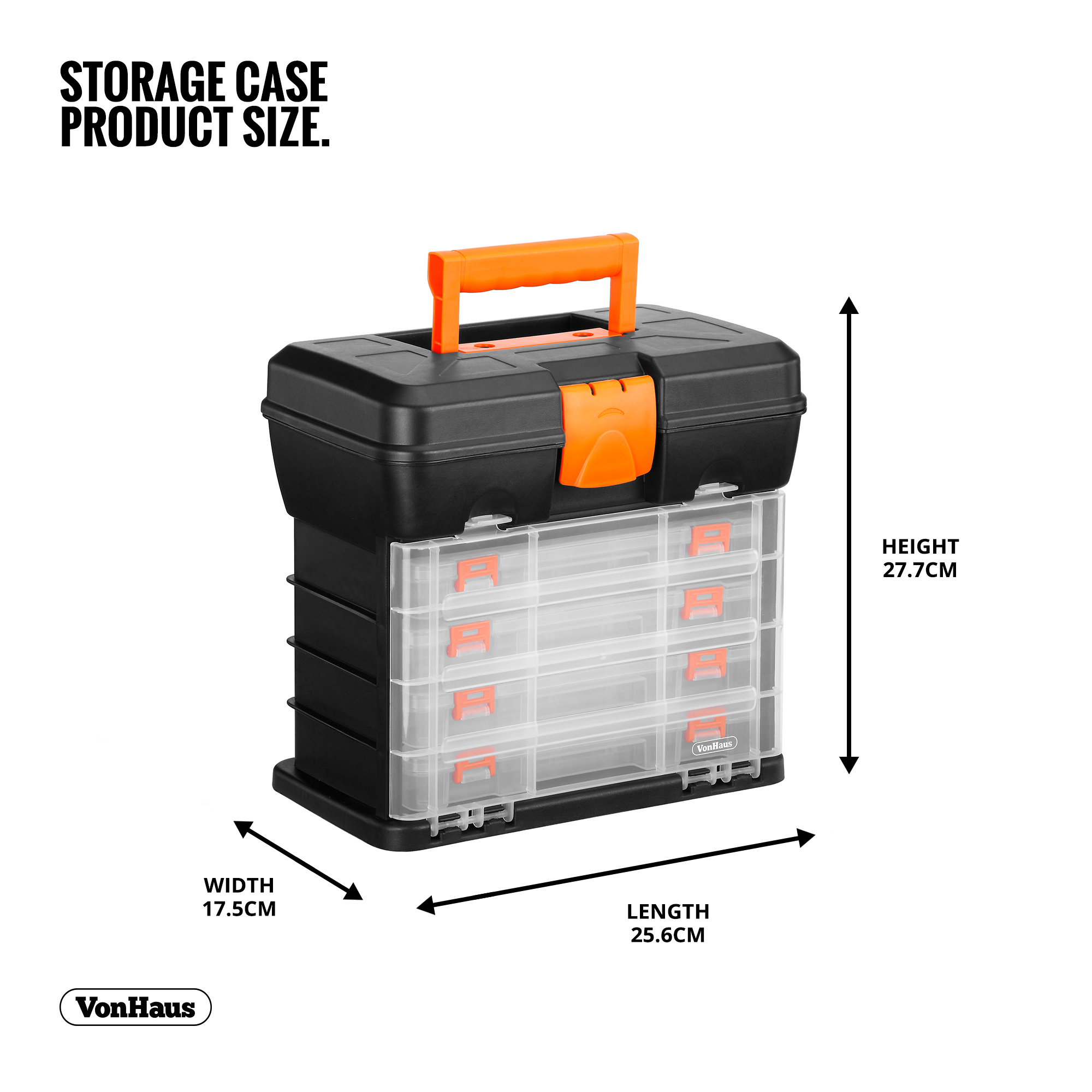 Download VonHaus Utility DIY Storage Tool Box Carry Case - 4 Drawers & Organiser Dividers | eBay