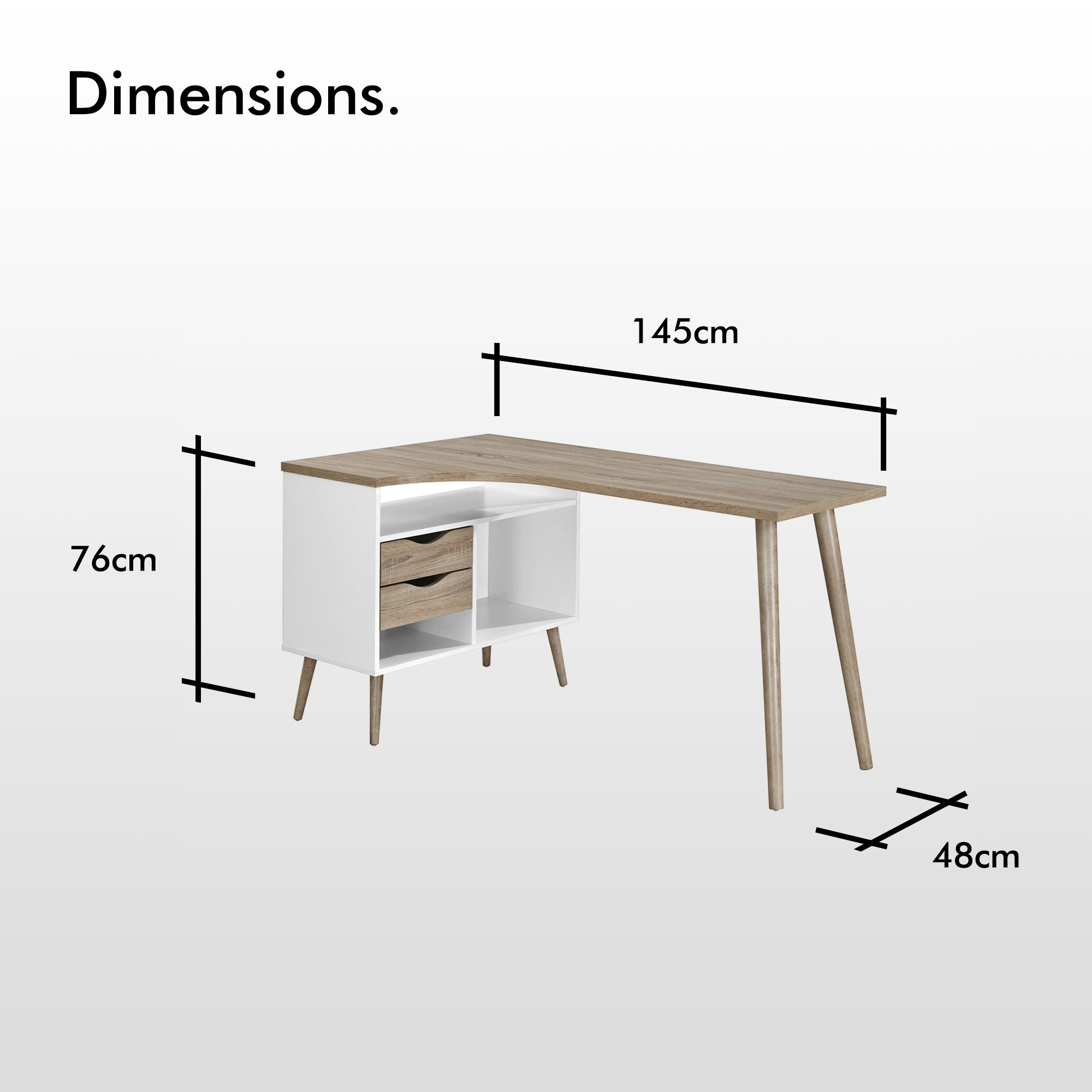 Vonhaus L Shaped Computer Desk Scandinavian Nordic Style Corner