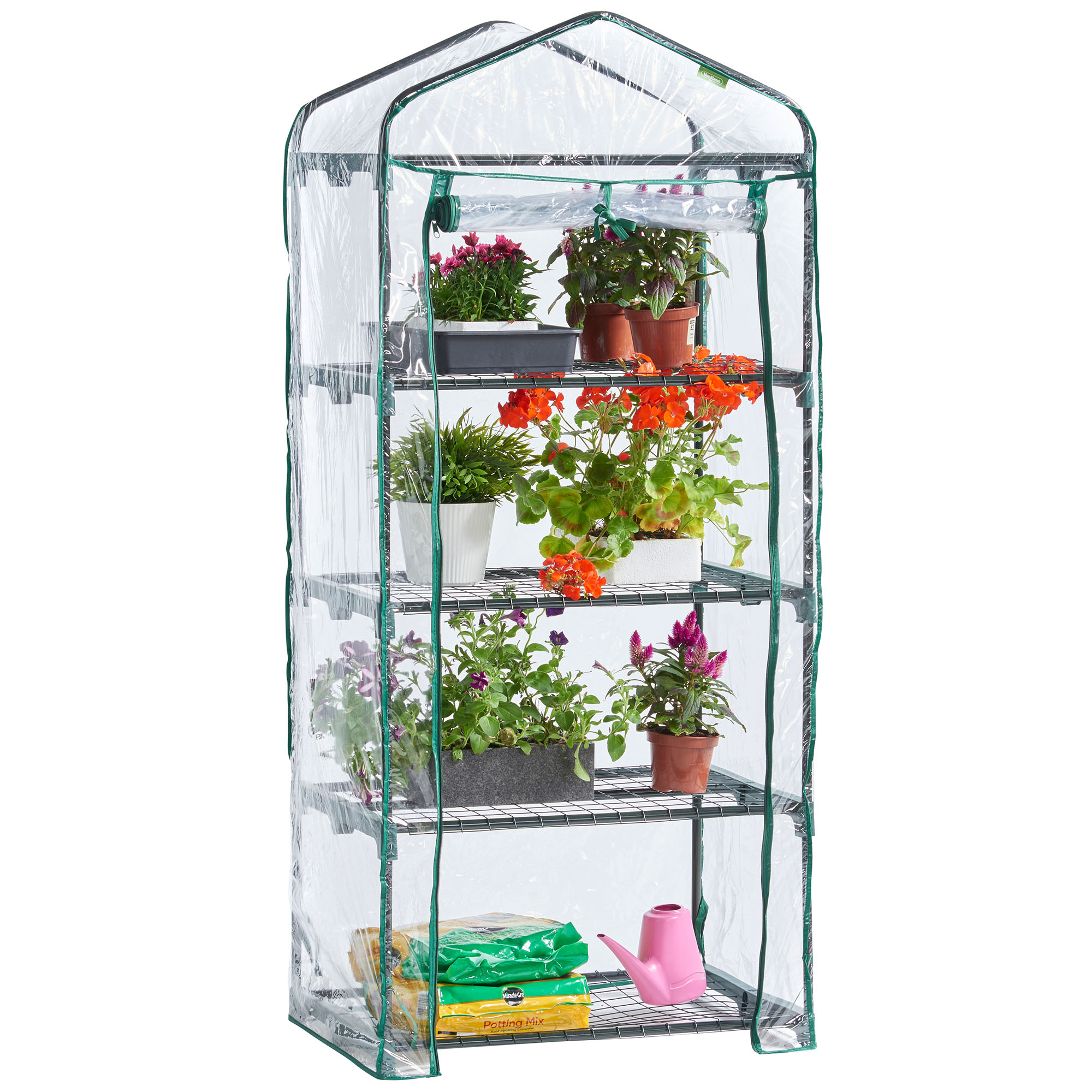 VonHaus Mini Greenhouse - 4 Tier Garden Green House with Plastic PVC ...