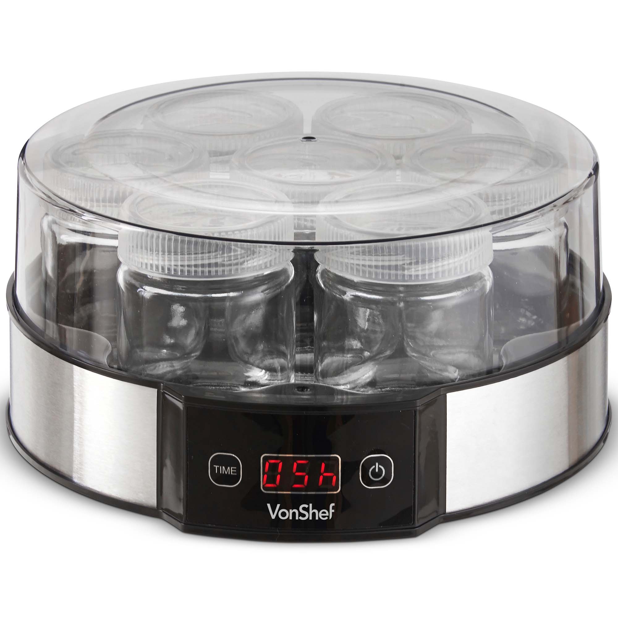 VonShef Digital Yoghurt Maker Machine With 7 Glass Jars LCD Display S/S
