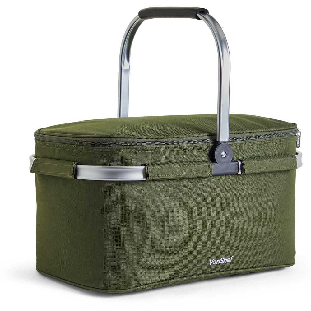 VonShef 22L Picnic Hamper Basket Cooler Box Food Drink Insulated