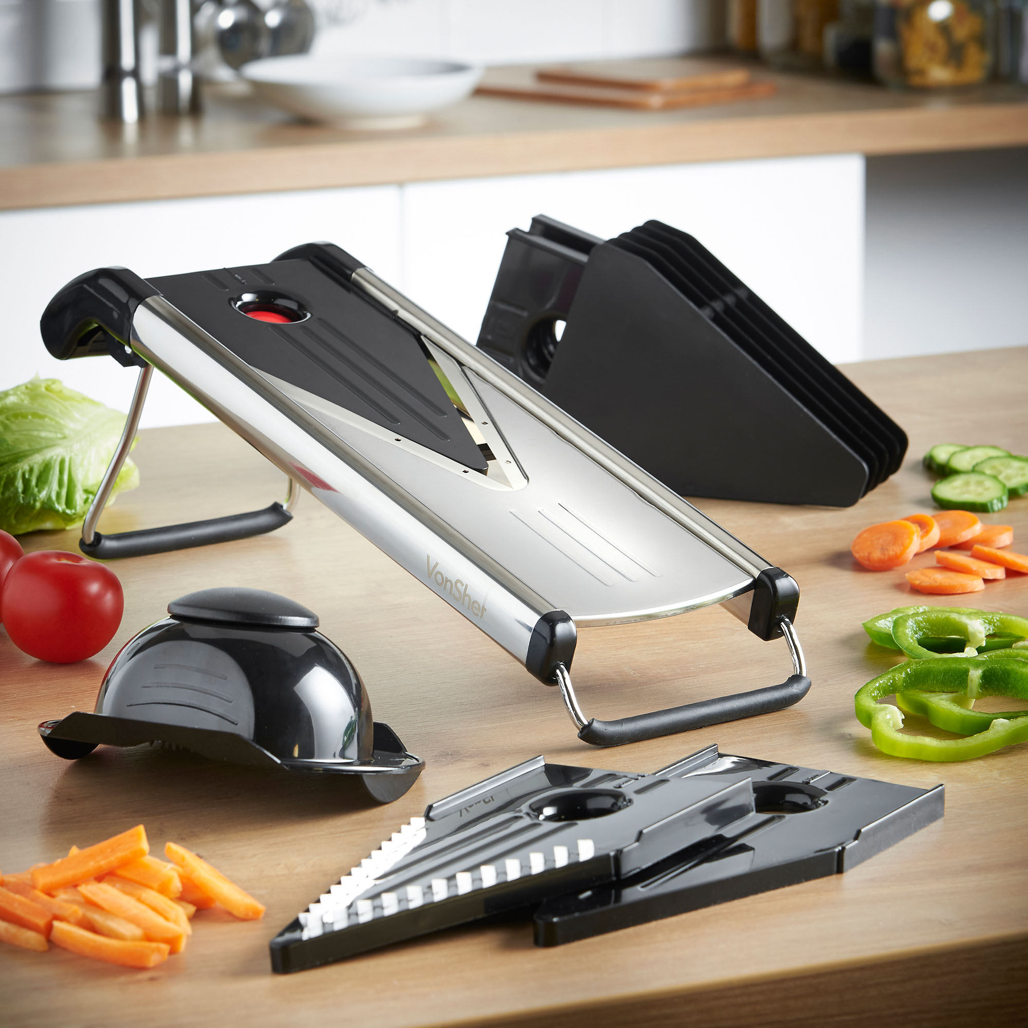 VonShef Mandoline Slicer Vegetable Cutter Grater Fruit V Blade 5 Blades Julienne eBay