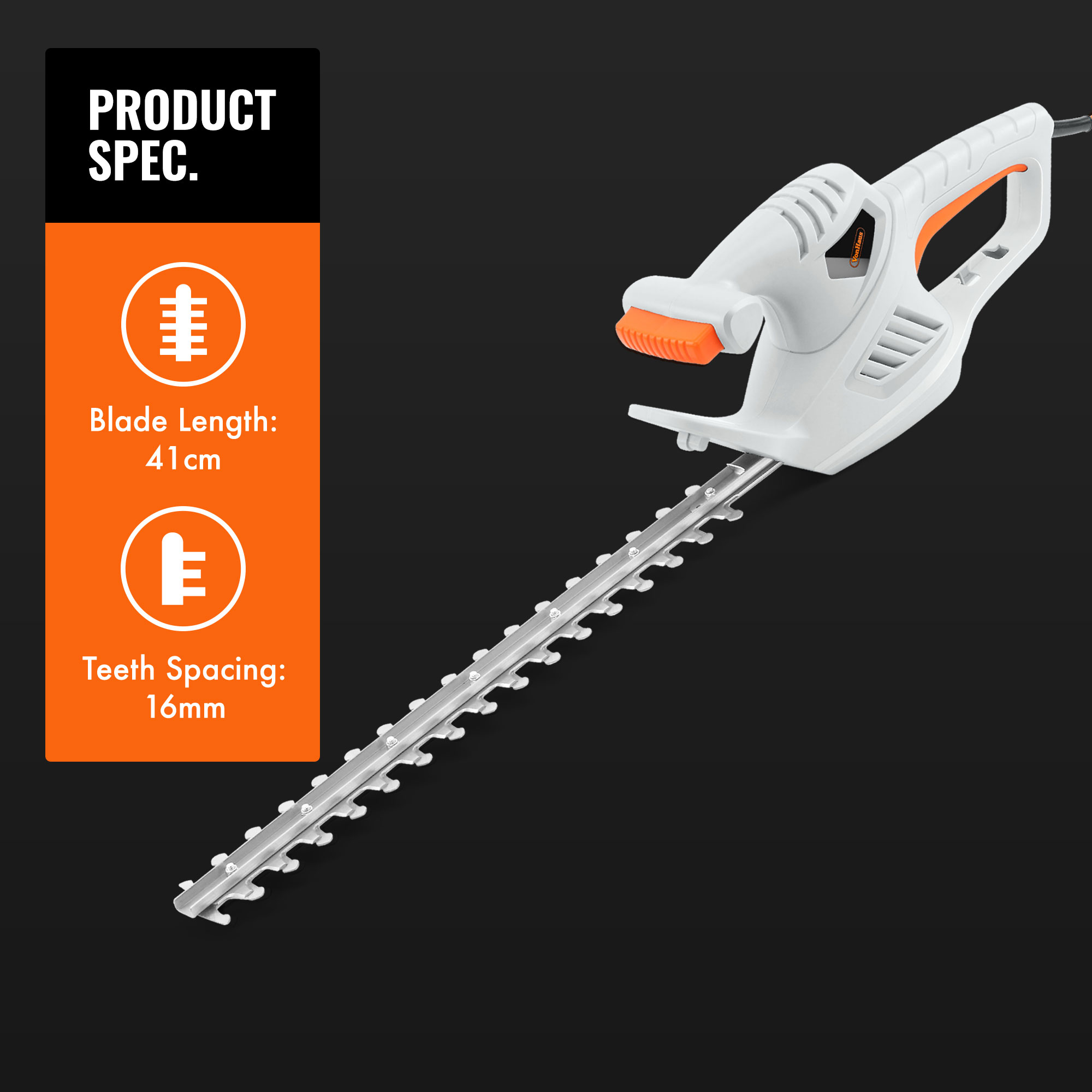 VonHaus 450W Electric Hedge Trimmer Cutter with 41cm Blade & Safety Cover eBay