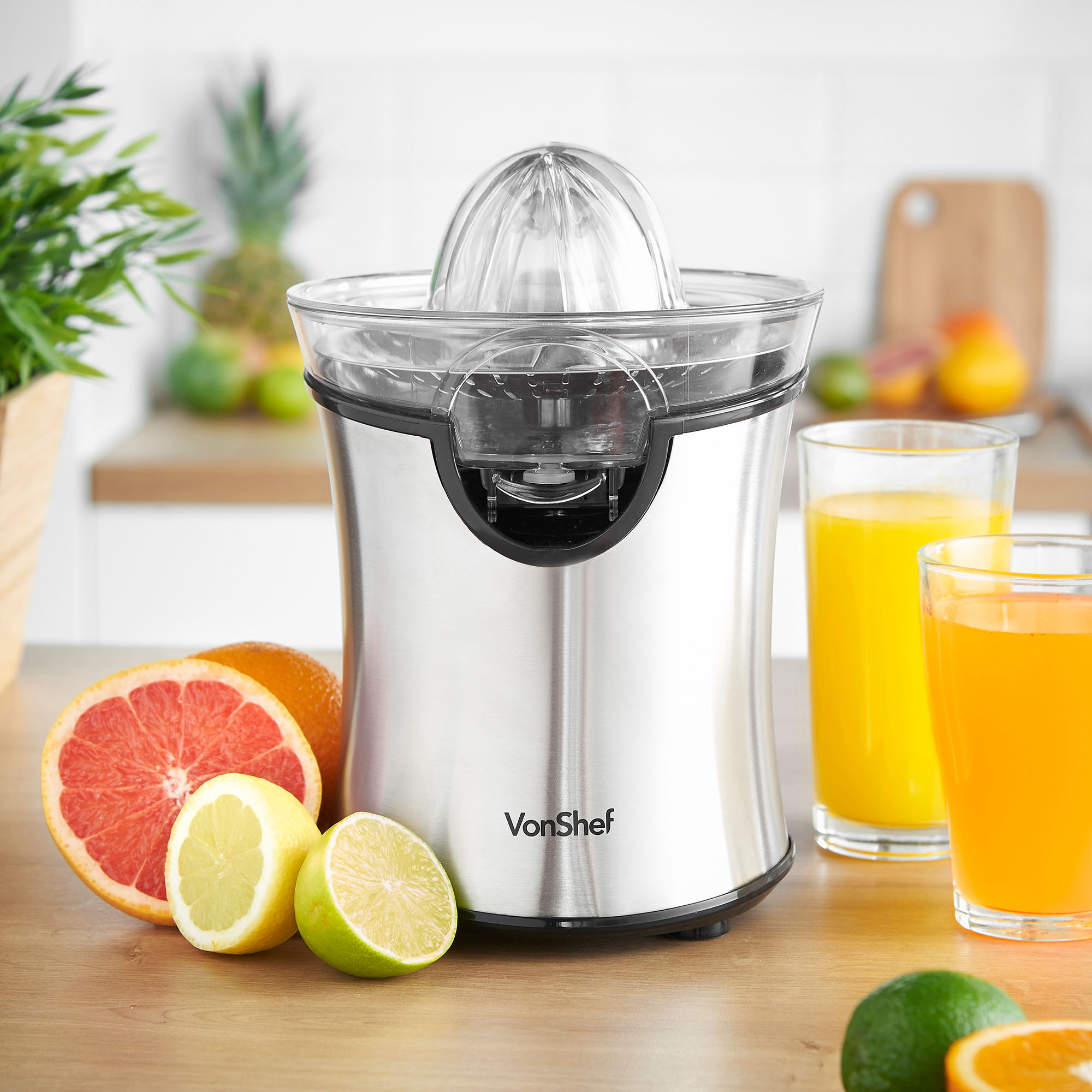 VonShef Electric Citrus Juicer Fruit 100W Stainless Steel Orange Lemon