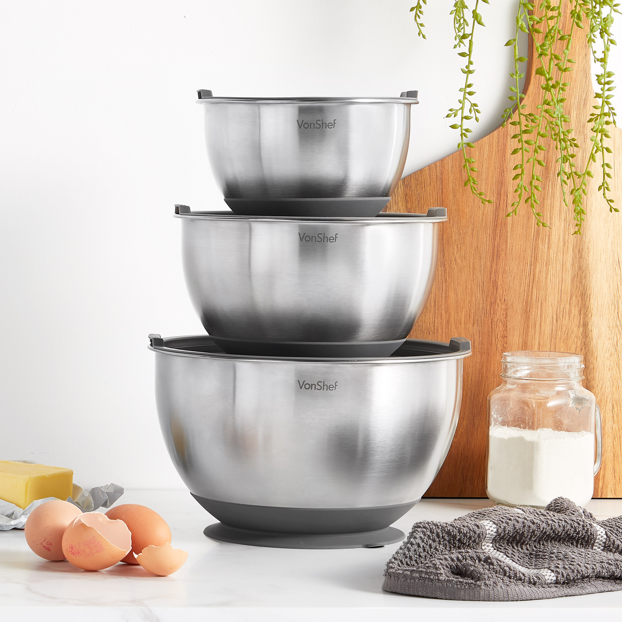 vonshef stainless steel mixing bowls