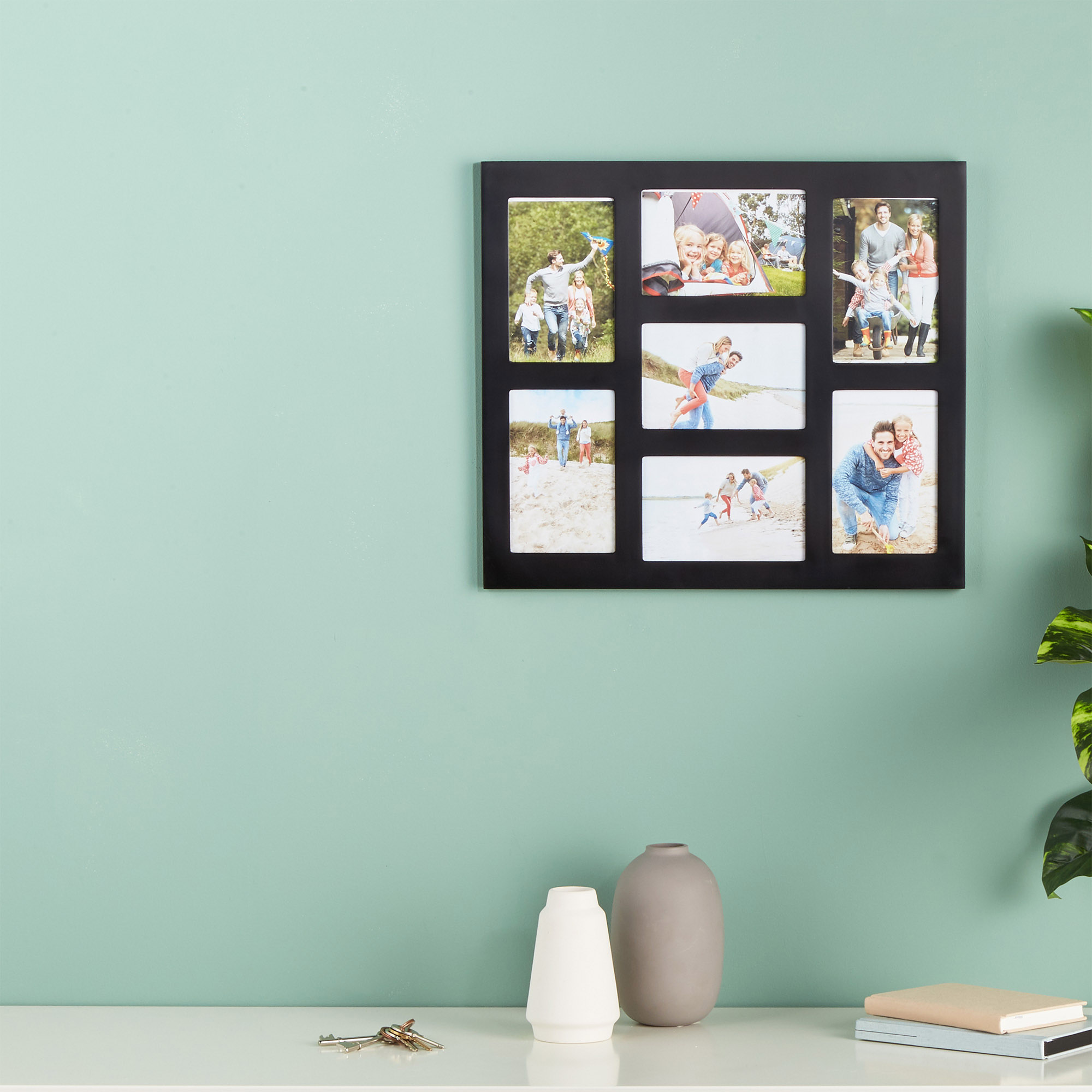 Vonhaus 7 Aperture Hanging Black Photo Frame Multi Collage Display Sentinel Vonhaus 7 Aperture Black Photo Frame