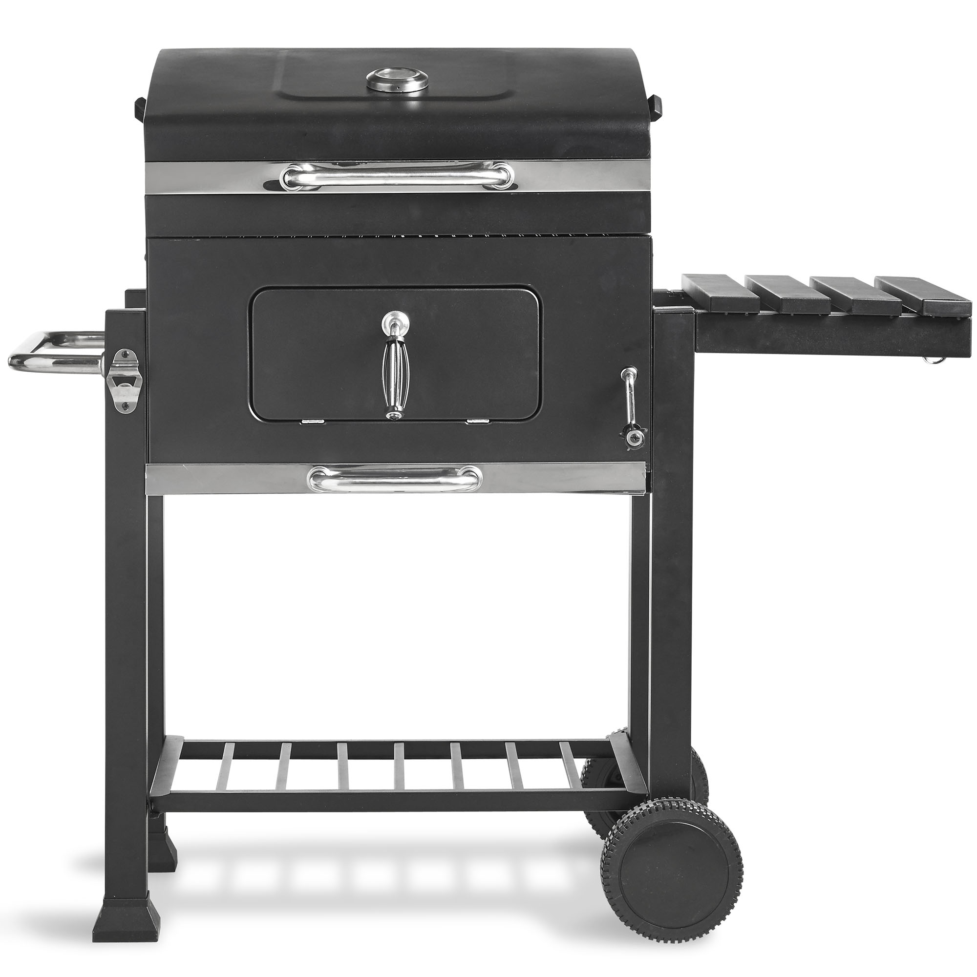 VonHaus Charcoal BBQ/Smoker with Side Table Rack & Temperature Gauge