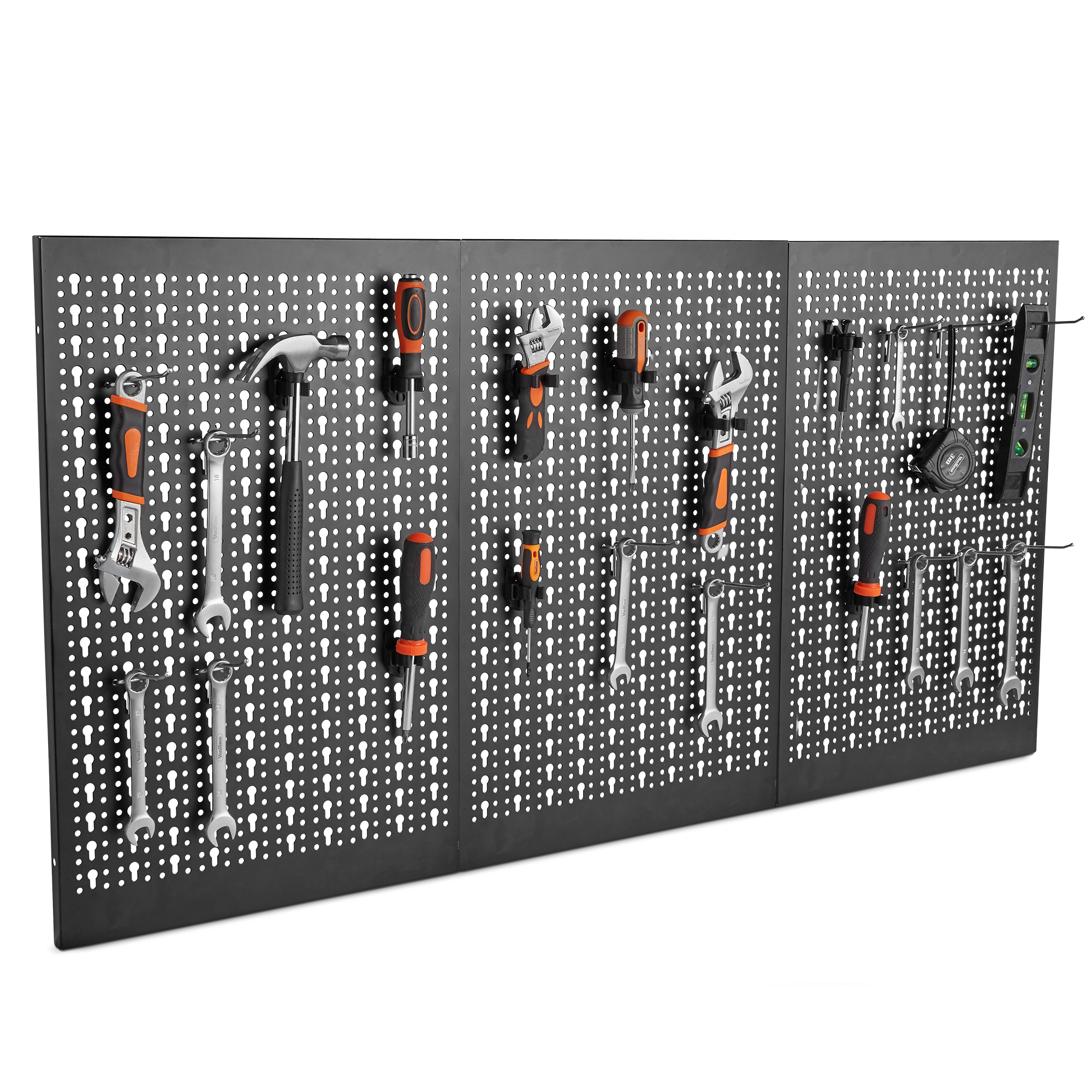 VonHaus 45pc Metal Pegboard Set Garage Wall Mount Tool Rack Storage for
