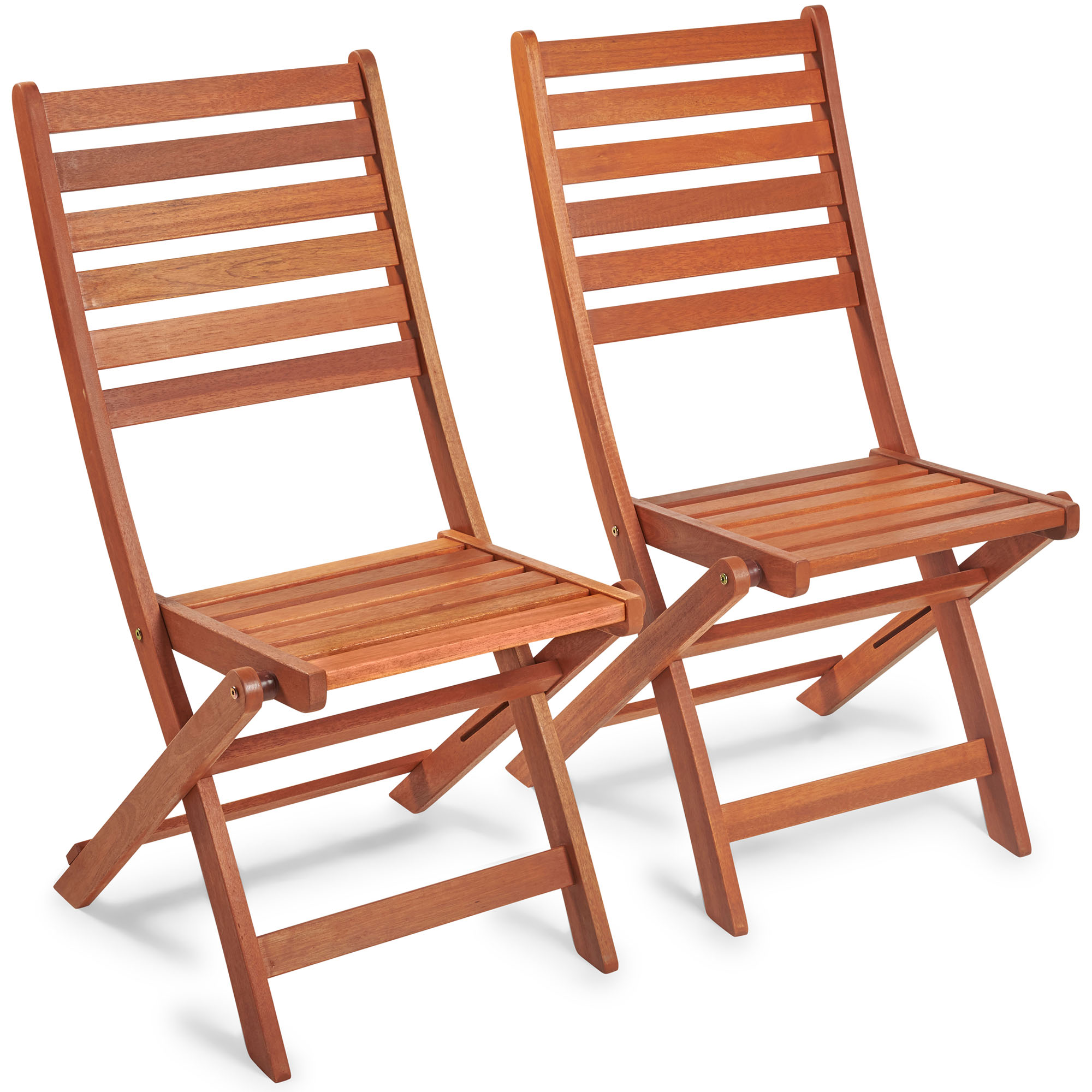 VonHaus Set of 2 Wooden Folding Teak Wood Chairs for Garden - Light