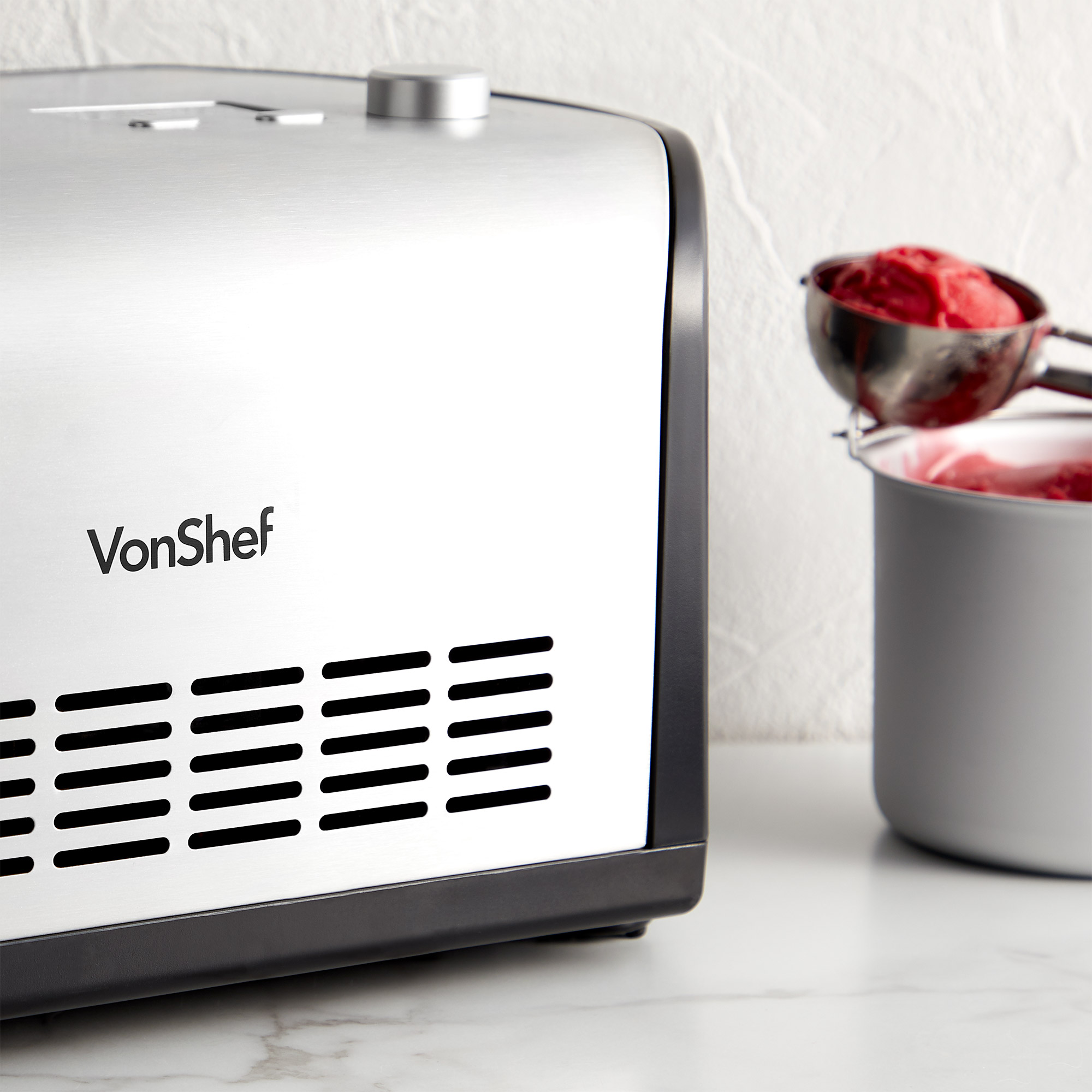 VonShef Ice Cream Maker Machine with Compressor Automatic 1.2L