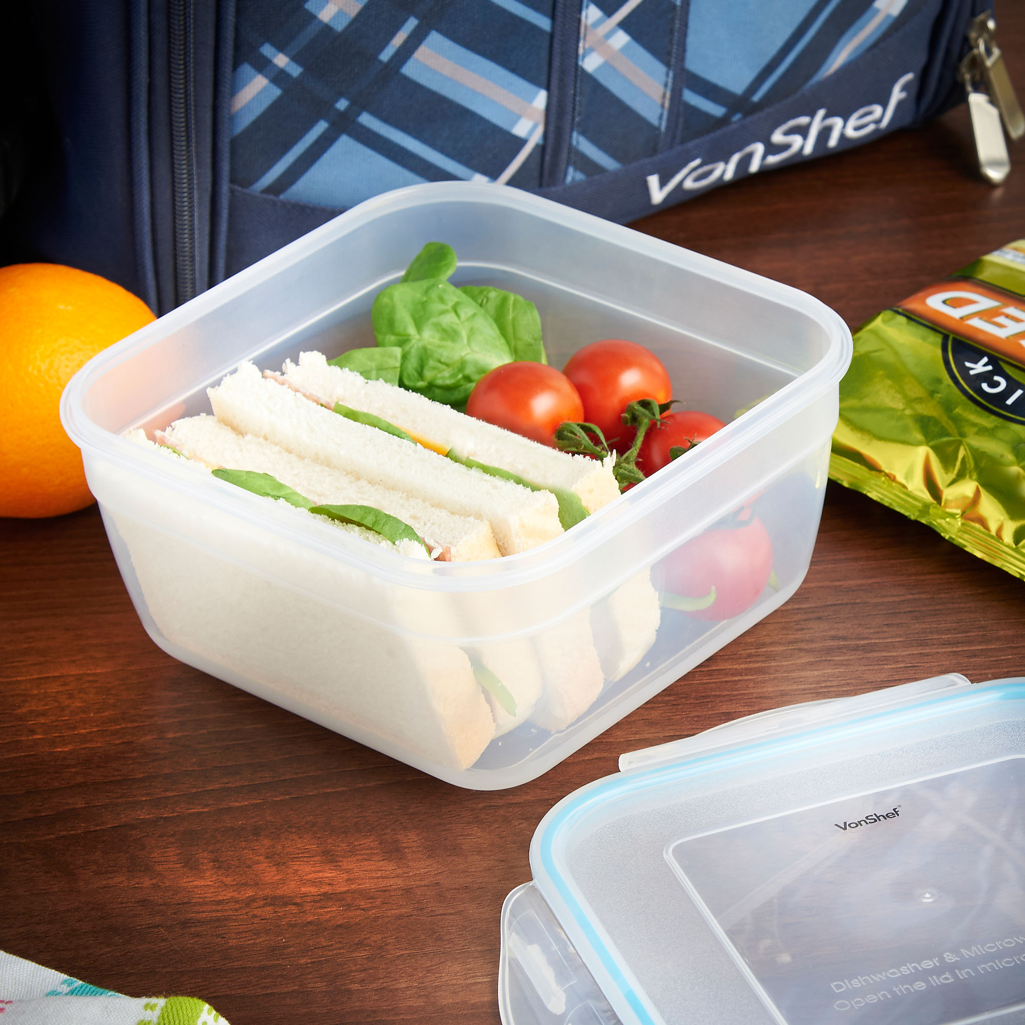 VonShef 6pc Microwave Freezer Safe Plastic Food Storage Container Set