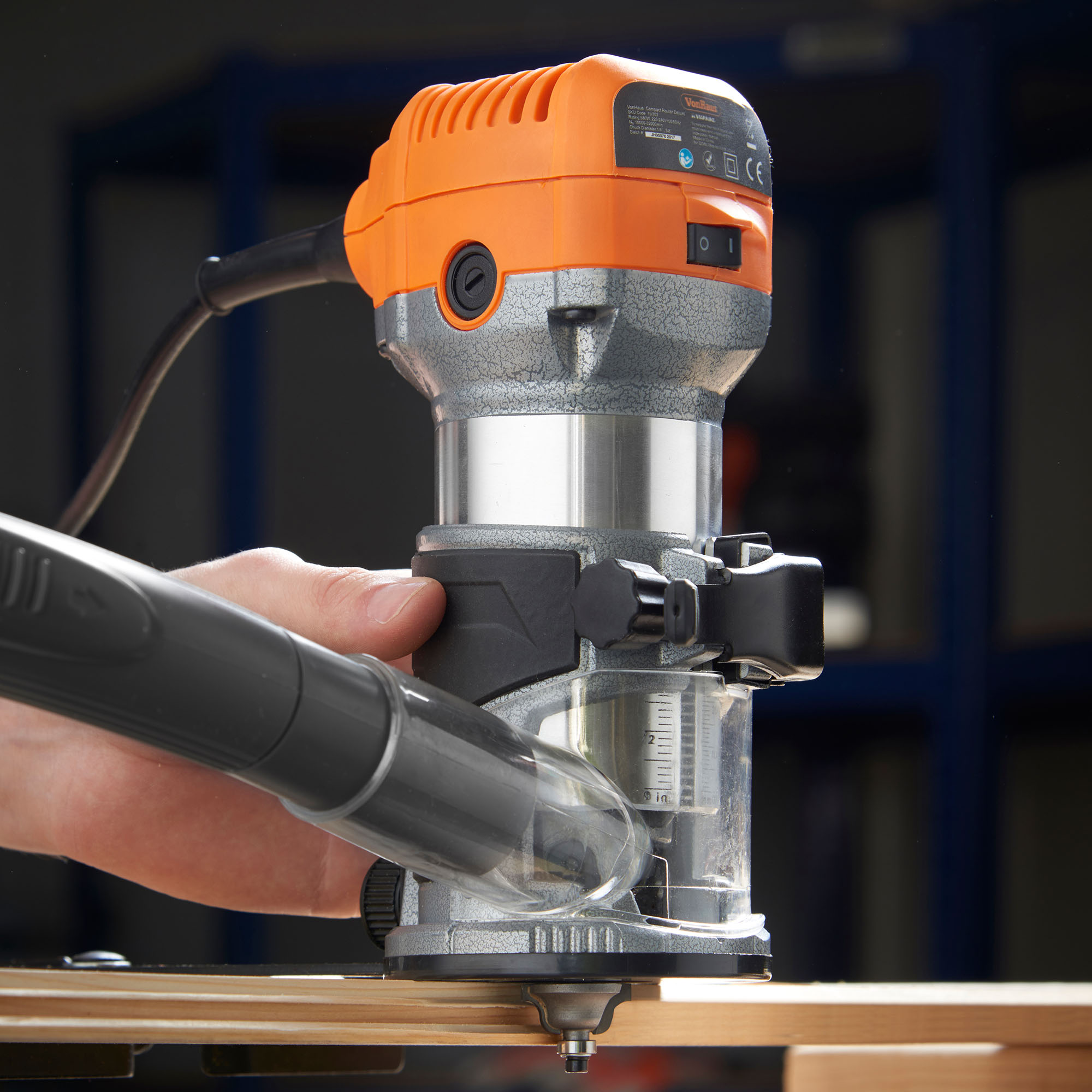 VonHaus Compact Deluxe Palm Router Plunge + Trimmer 710W Saw 1/4" 3/8