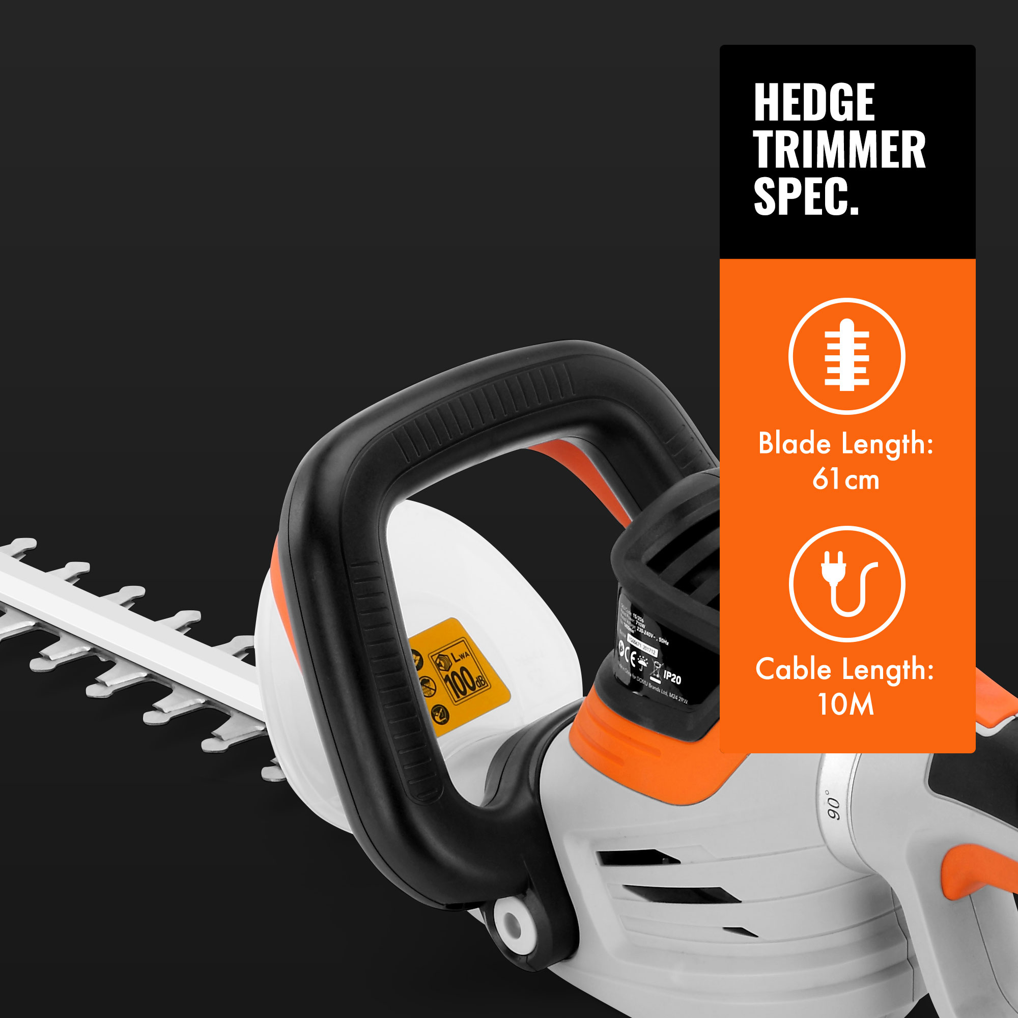 VonHaus 710W Rotating Handle Electric Hedge Trimmer Cutter 61cm Blade & Cover eBay