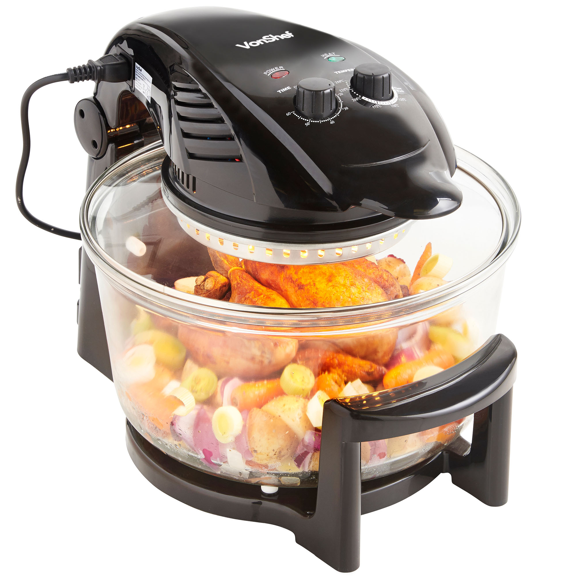 VonShef Premium 12L Hinged Lid Halogen Convection Oven Cooker