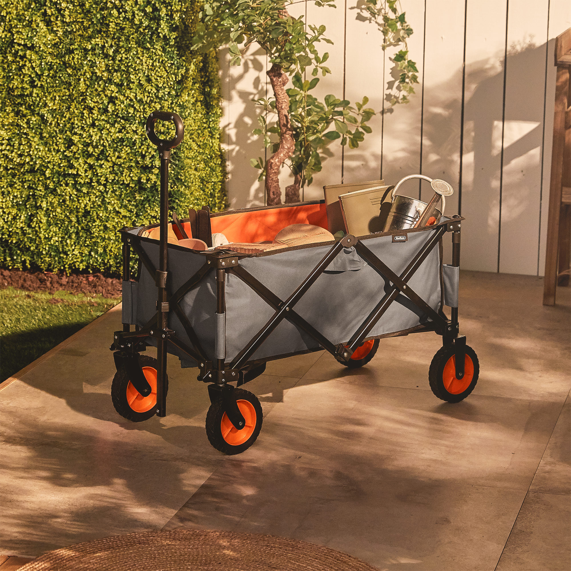 VonHaus Folding Cart - Garden/Festival Trolley with Brakes - Portable ...