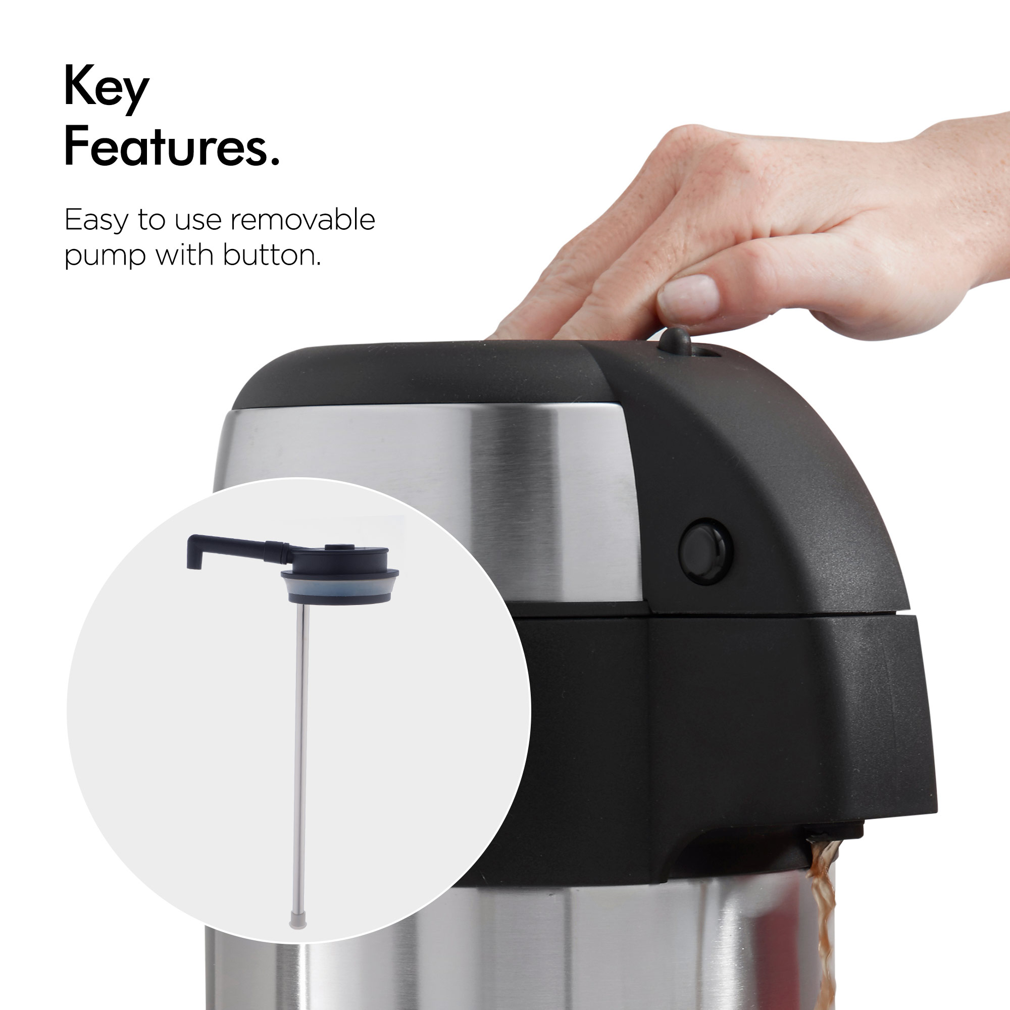 VonShef 5L Tea Urn Airpot Coffee Flask Pump Drinks Dispenser Office