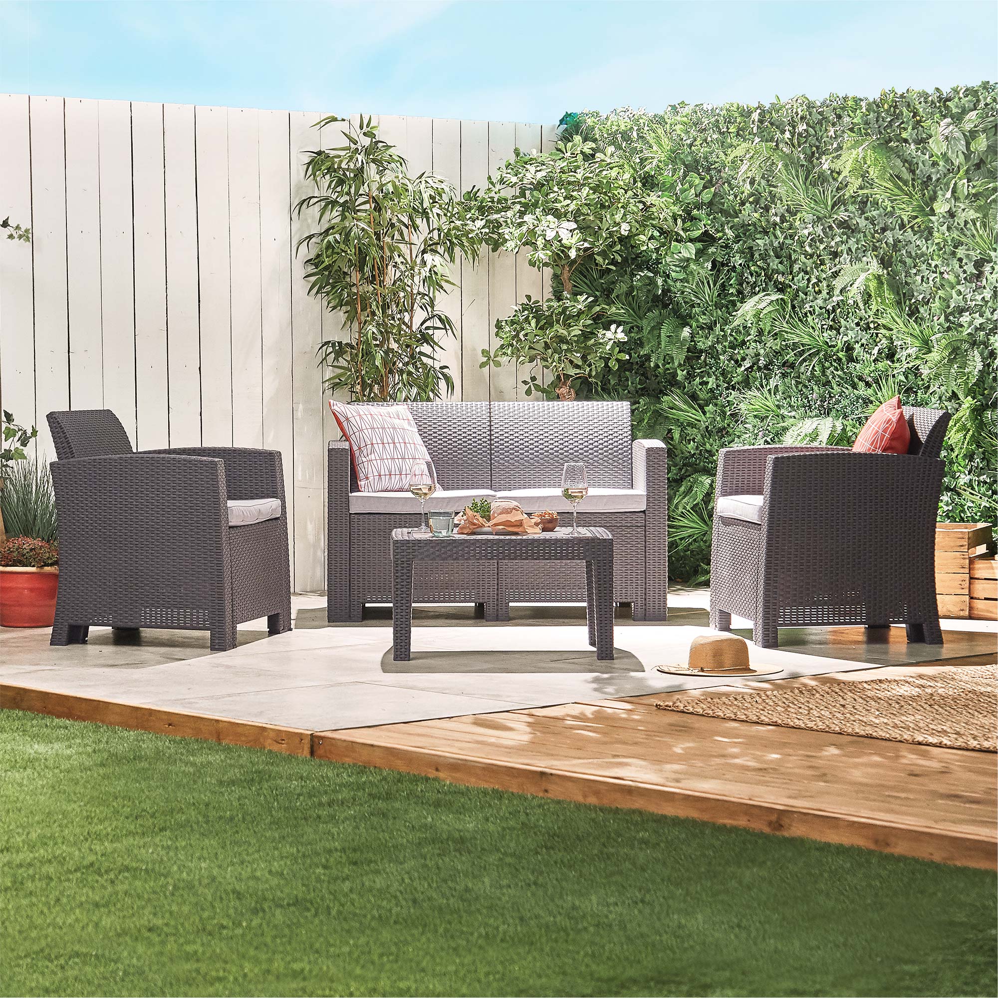 VonHaus Rattan Garden Furniture Set - 4 Seater Outdoor Sofa Set