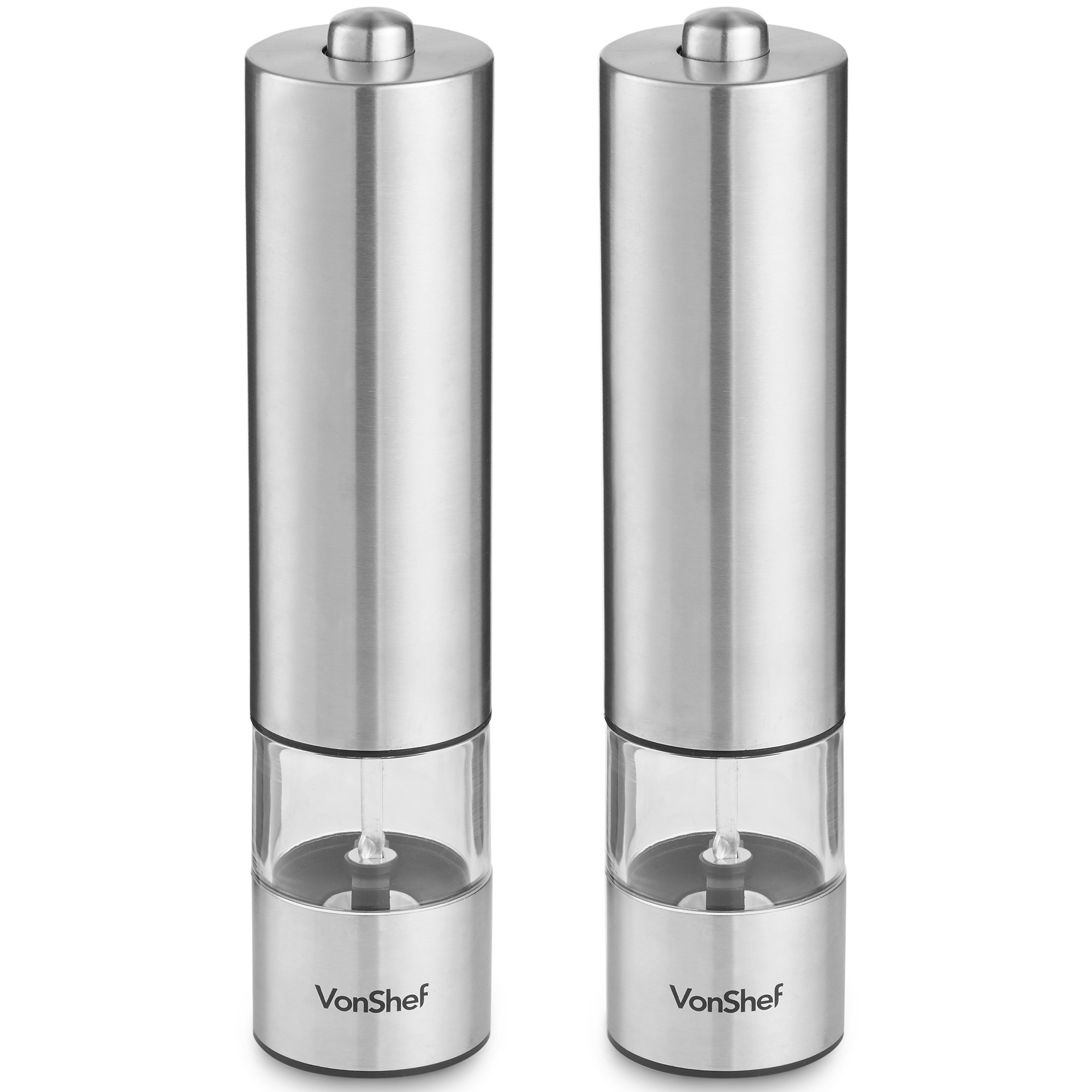 VonShef 2pc Electric Salt & Pepper Mills Push Button Operation, Easy