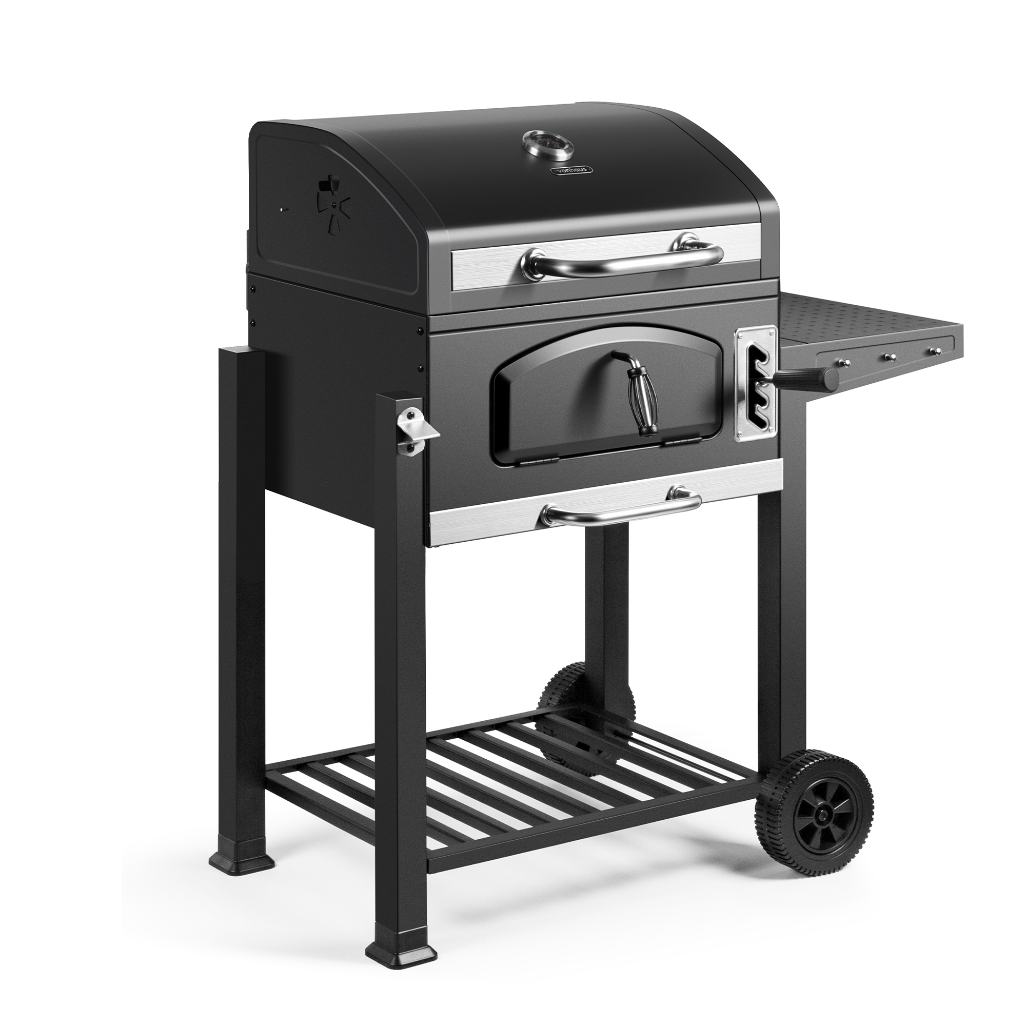 VonHaus Charcoal BBQ 2 in 1 American Style Barbeque Grill and Wood Smoker XL