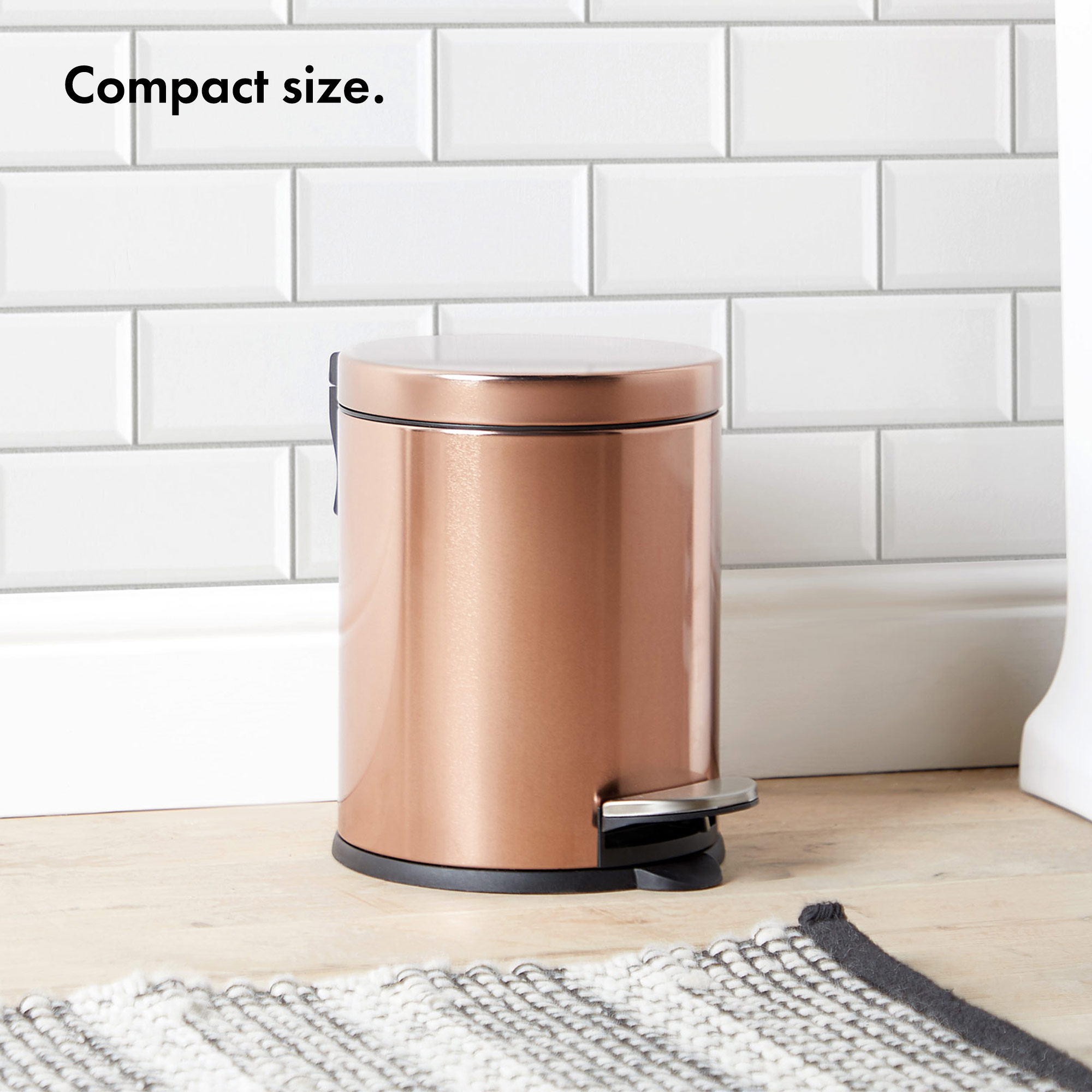 VonHaus 5L Copper/ Rose Gold Pedal Bin Compact and Portable with Pedal