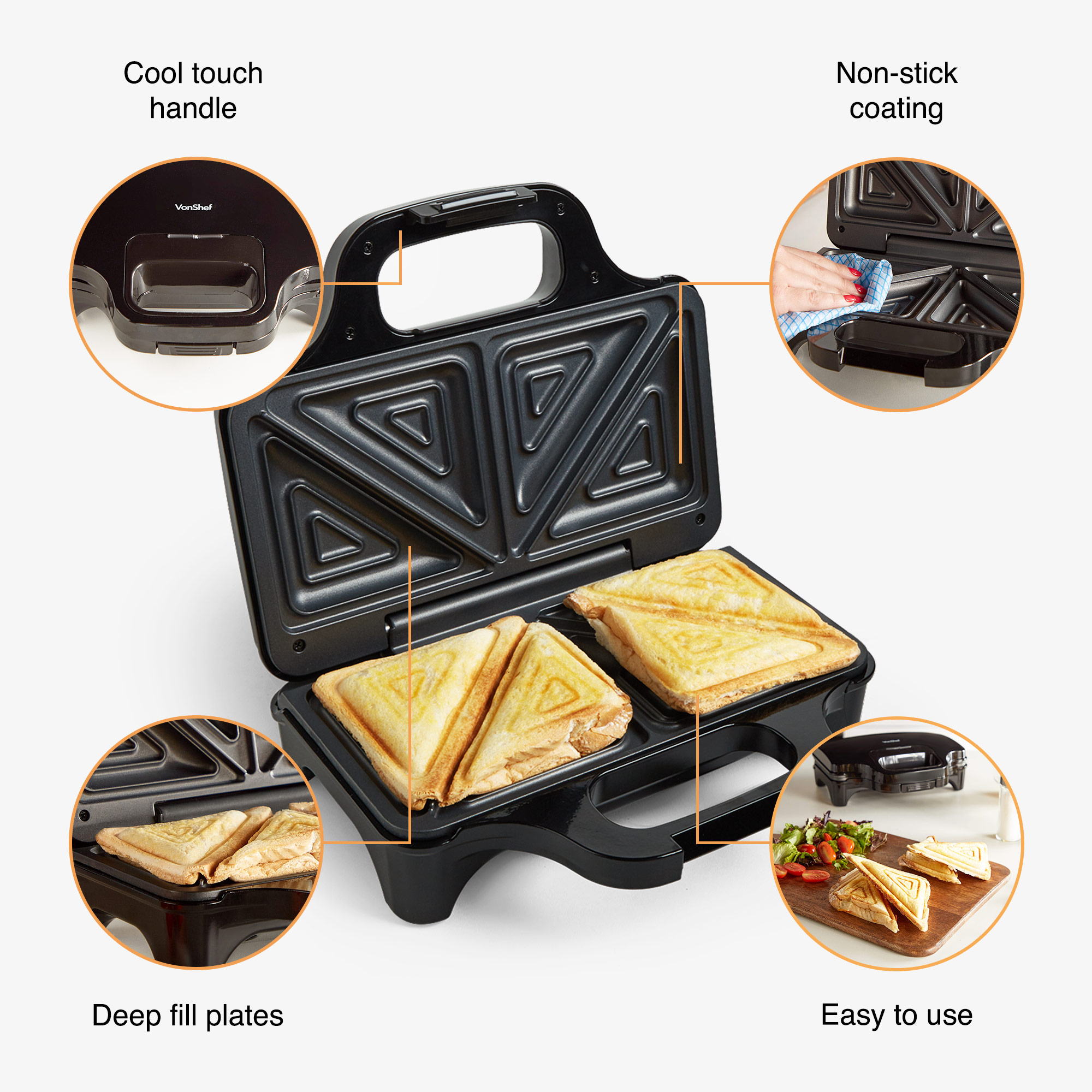 Easy clean sandwich toaster