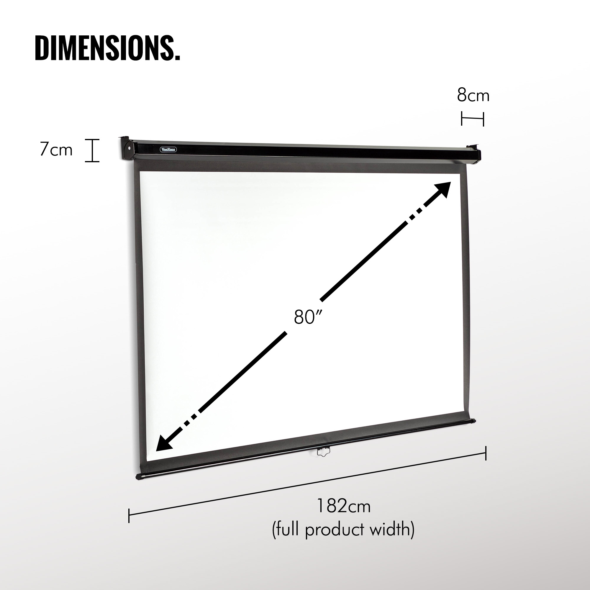 VonHaus 80Inch PullDown Projector Screen 43 Aspect Ratio Home