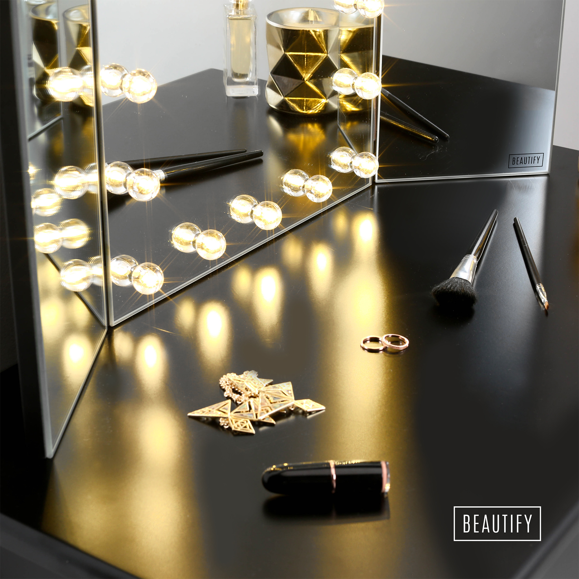 Details About Beautify Tri Fold Mirror Hollywood Dressing Table Vanity Makeup Led Light