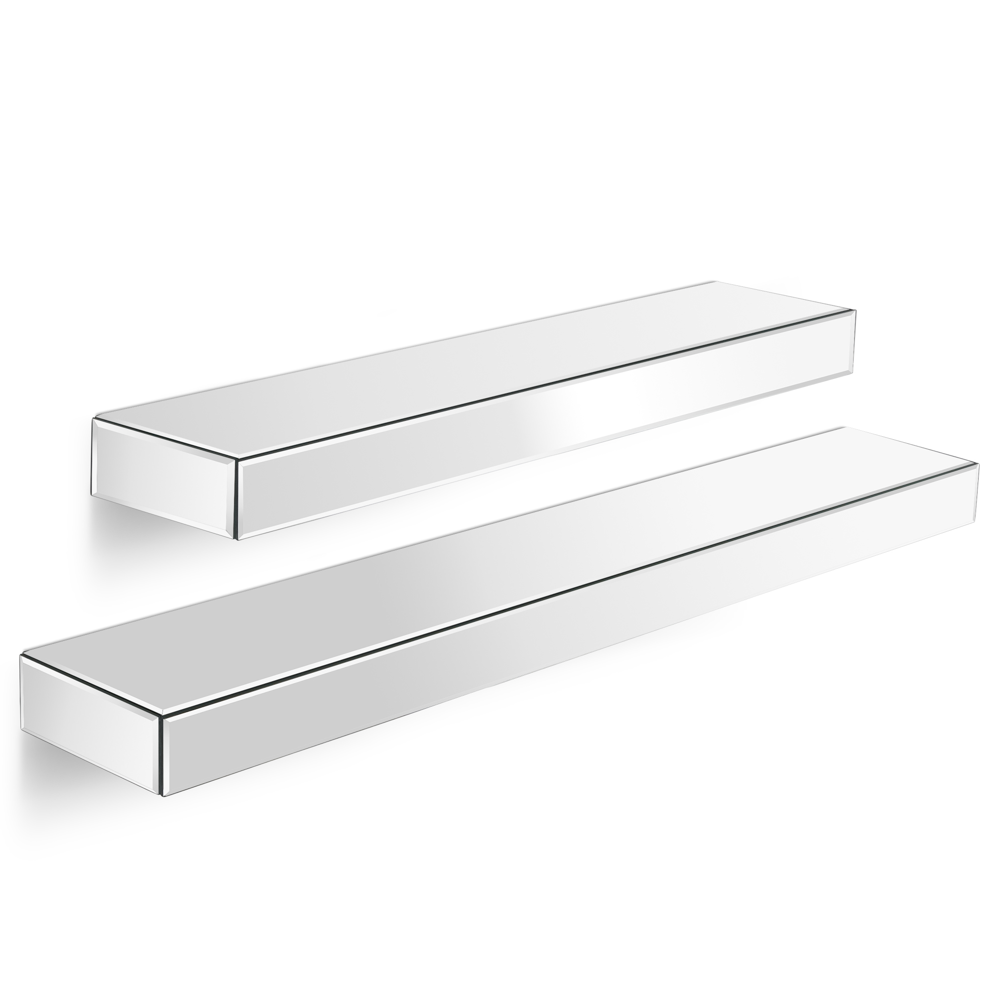 Beautify Set of 2 Rose Gold Mirrored Shelves Floating Display Storage