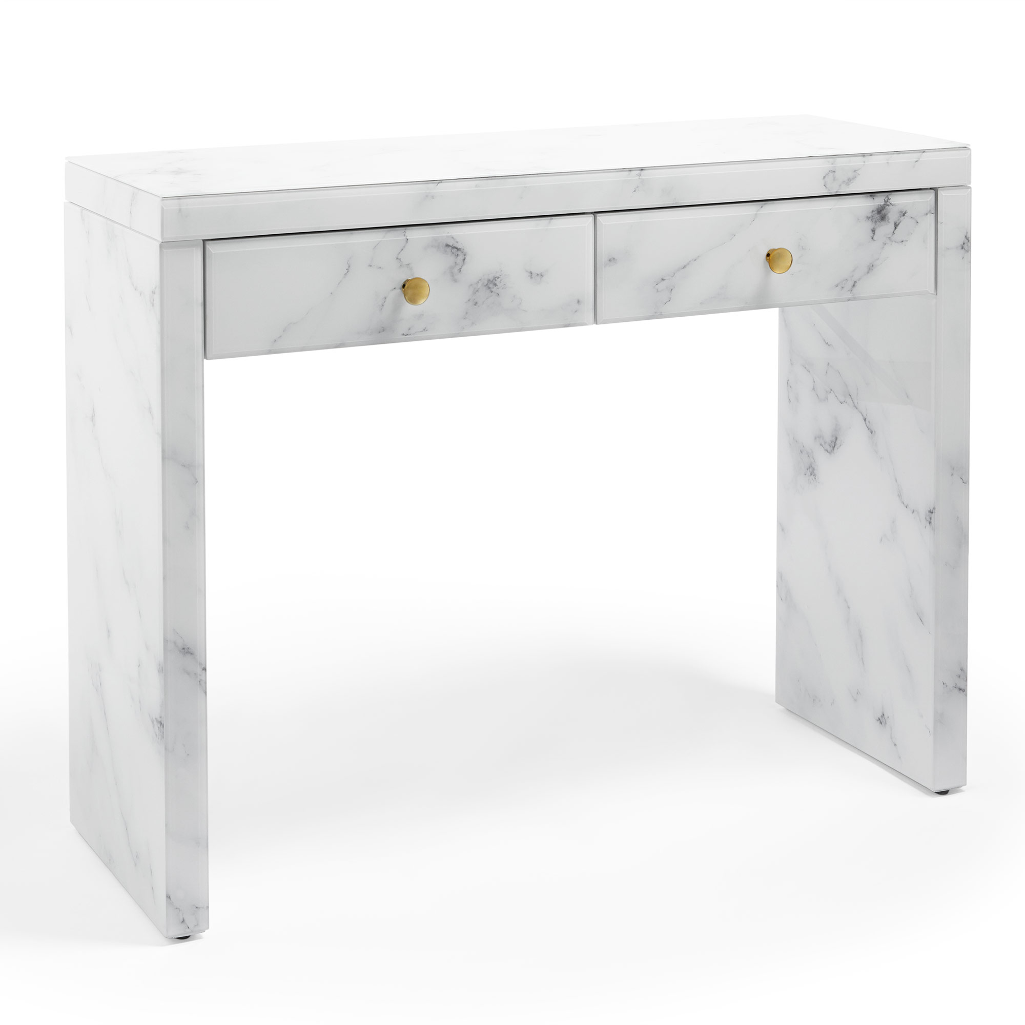 Btfy Marble Dressing Table Grey White Vanity Makeup Table Desk W 2 Drawers Ebay
