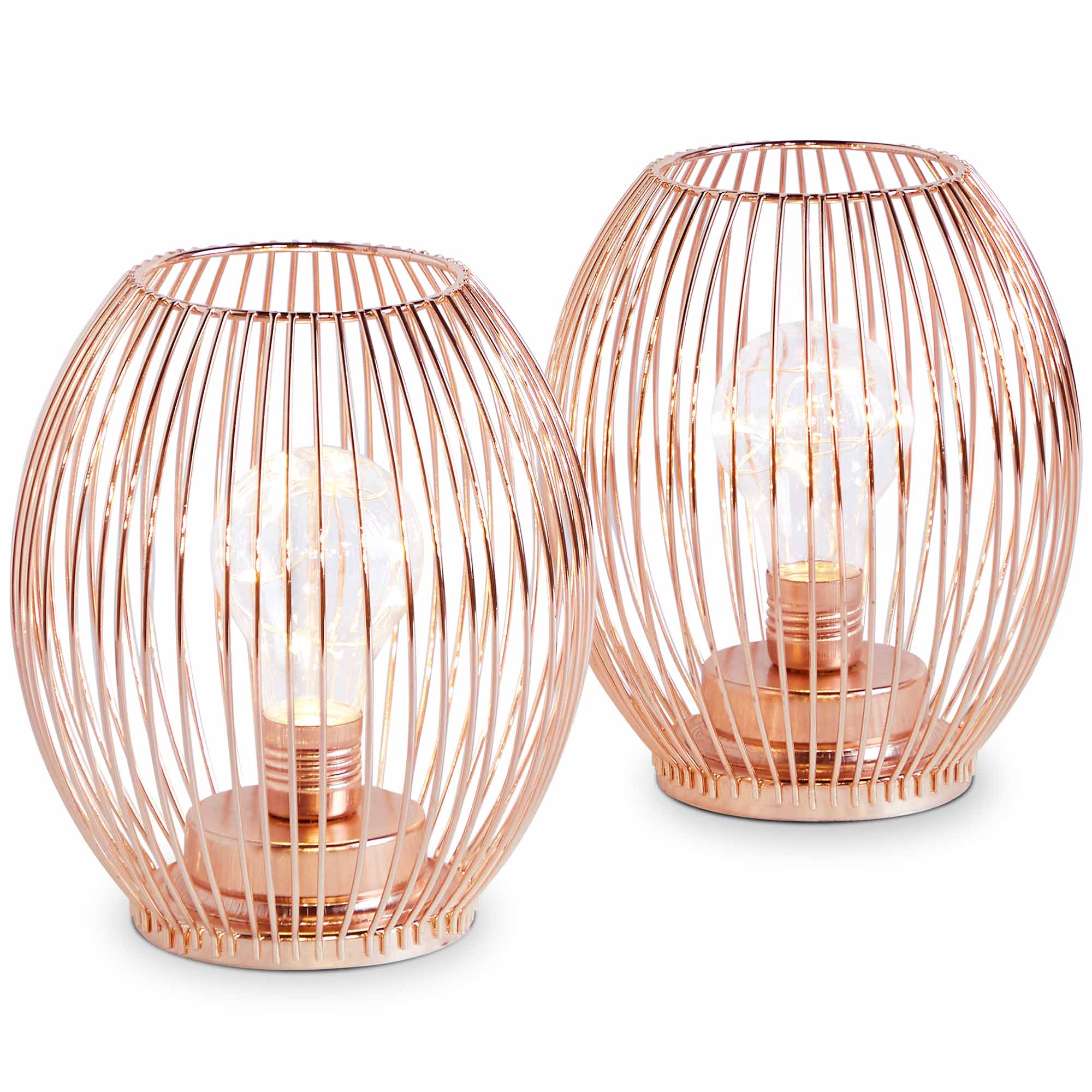 Beautify Set Of 2 Led Rose Gold Lanterns Lamps Battery Operated Bedroom Lights 5056115721892 Ebay