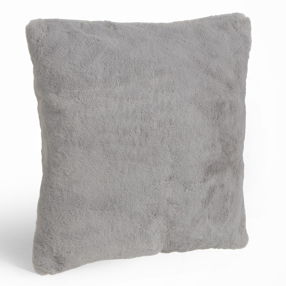 gray furry pillow