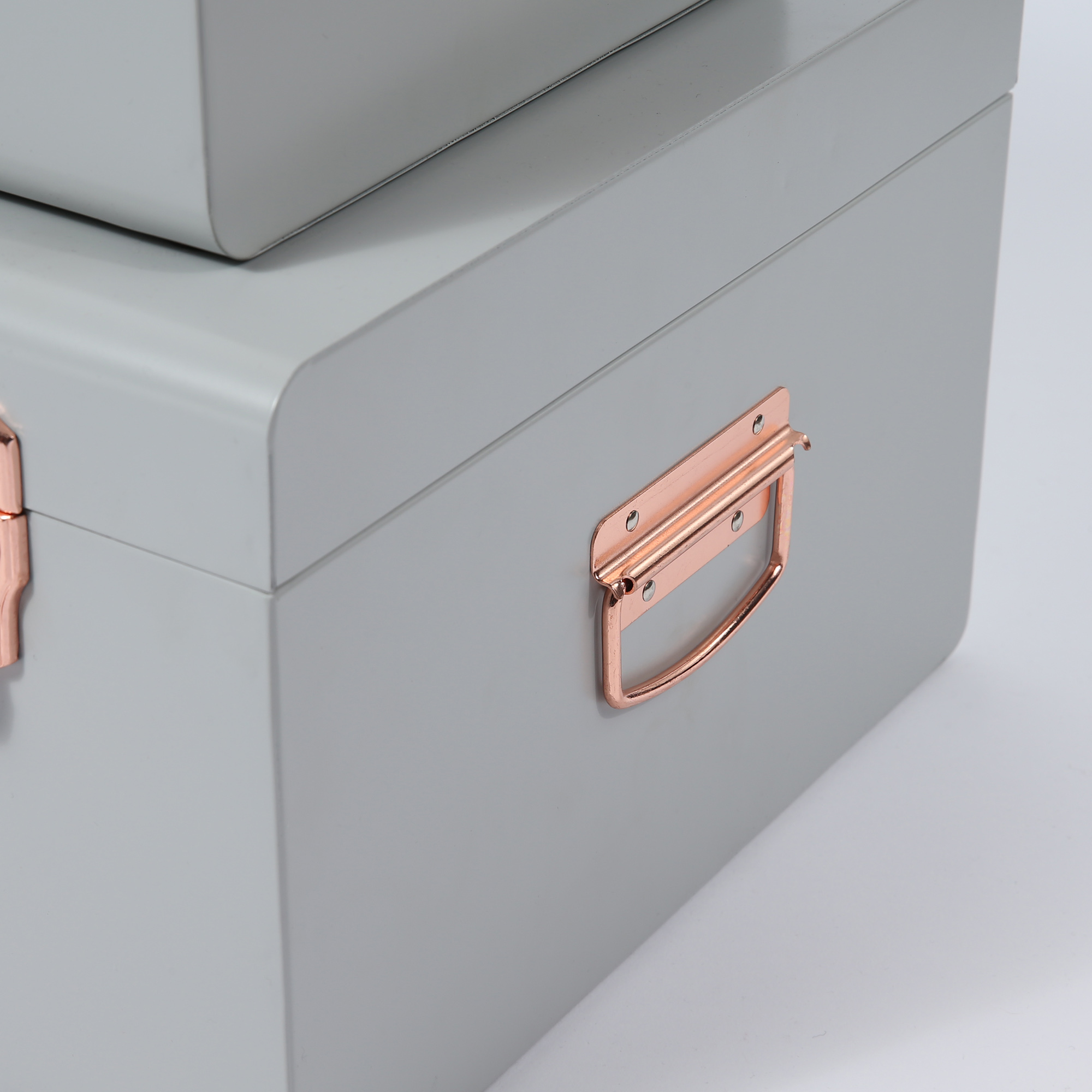 Beautify Storage Trunks Chest Set of 2 Grey & Rose Gold Suitcase Box