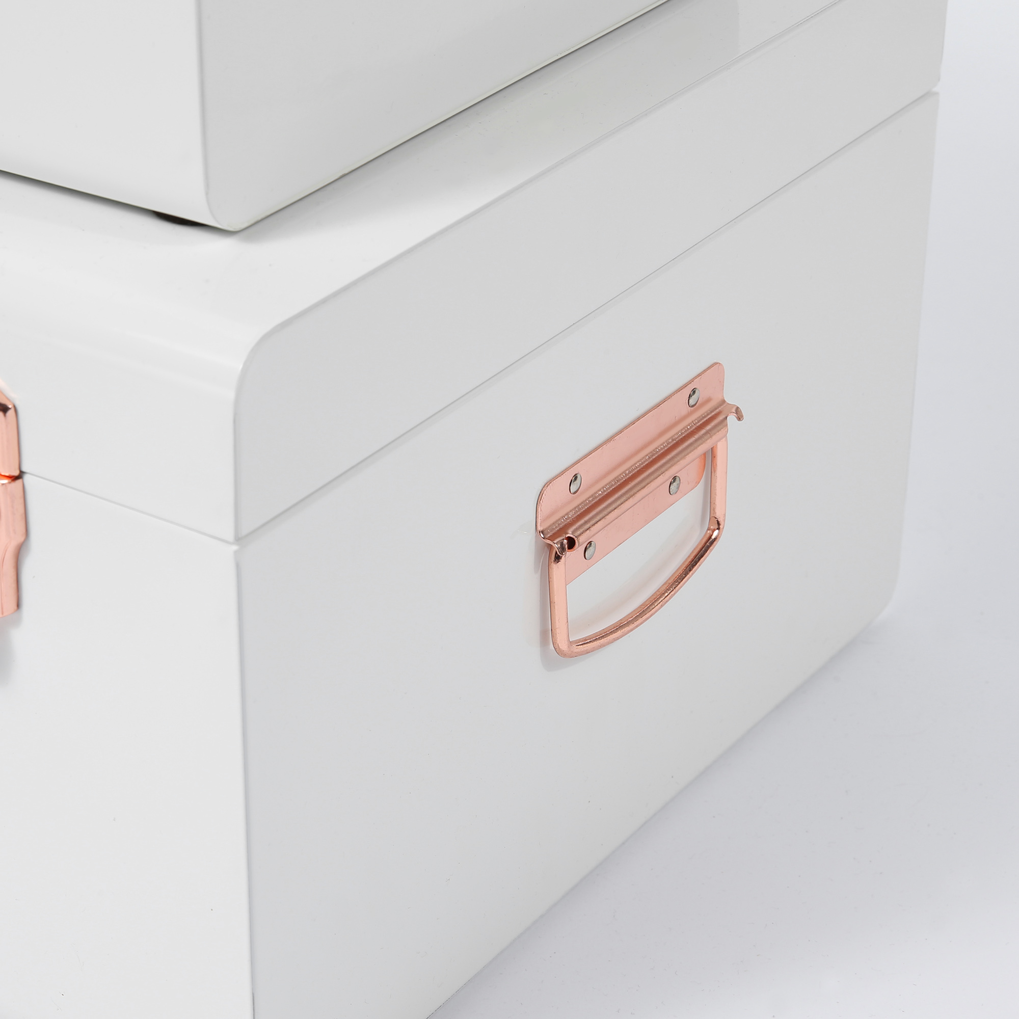 Beautify Storage Trunks Chest Set of 2 Cream & Rose Gold Suitcase Box