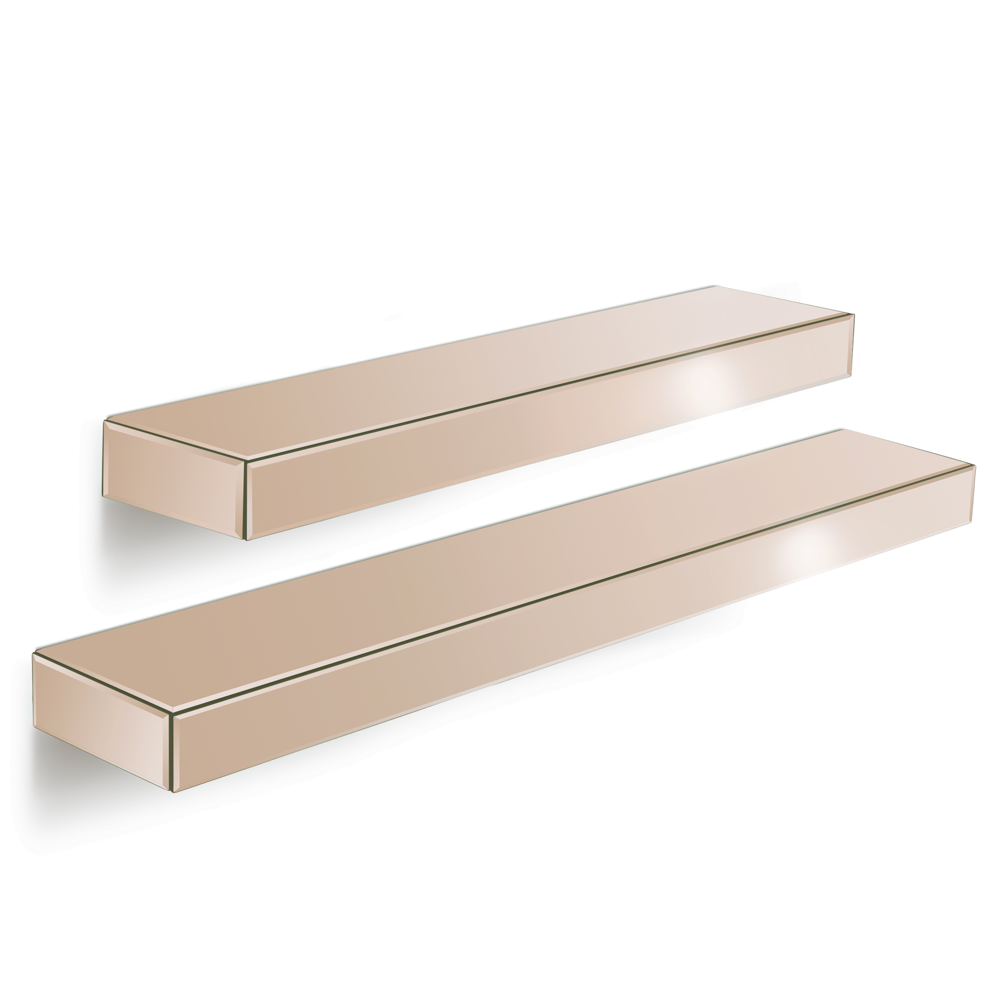 Beautify Set of 2 Rose Gold Mirrored Shelves Floating Display Storage