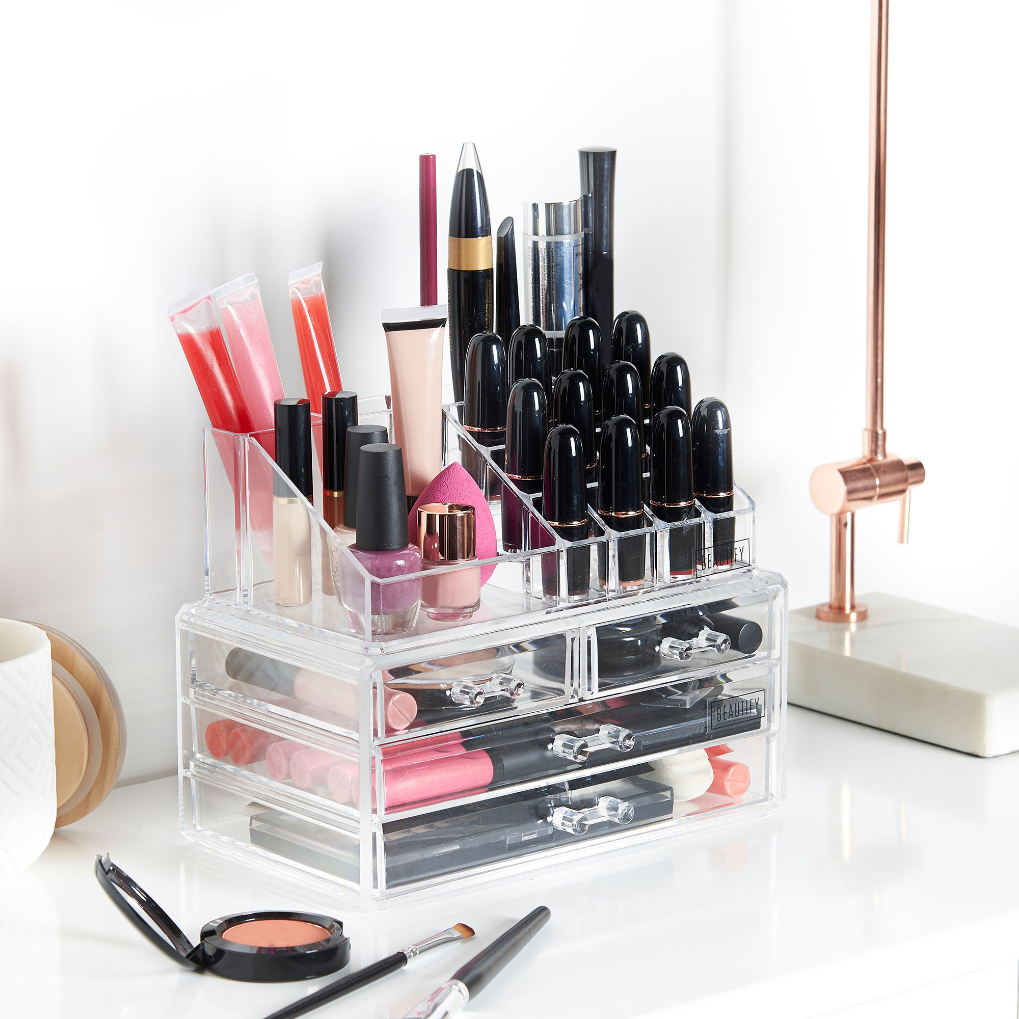 Beautify Acrylic Make Up Organiser Clear 4 Drawer Storage Cosmetic ...