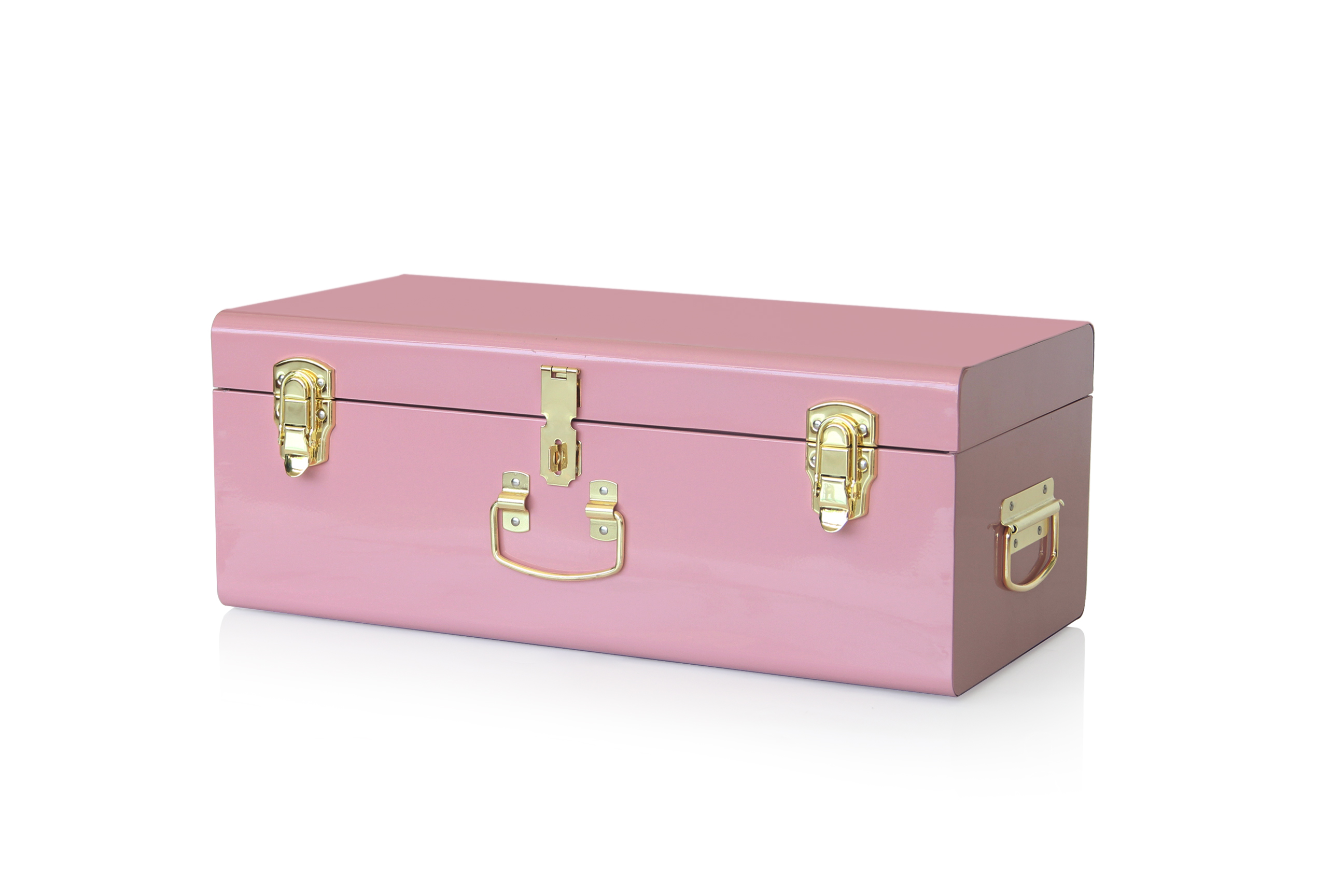 Beautify Storage Trunk Pink Metal Gold Hardware Stackable ...