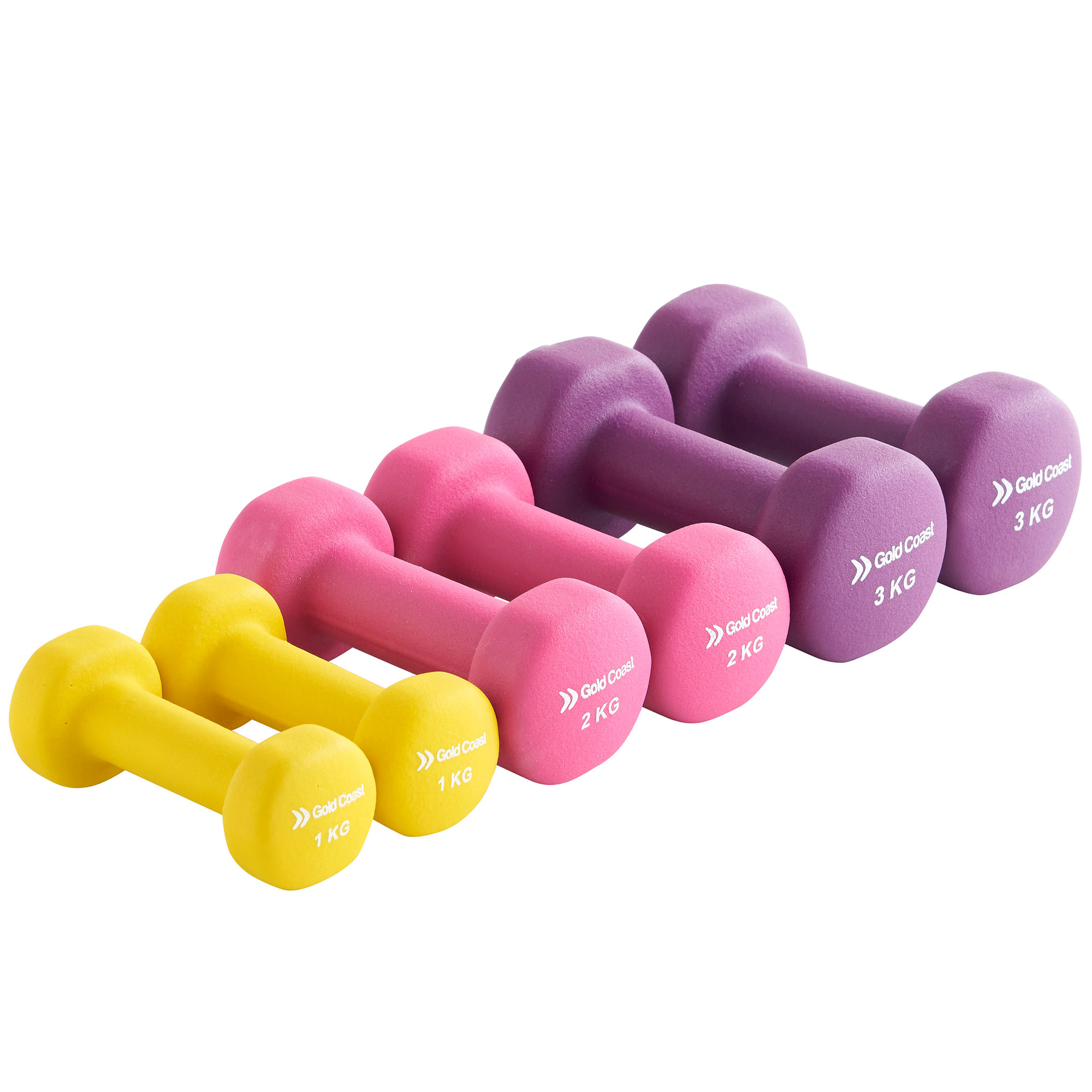 Gold Coast 12kg Neoprene Dumbbell Set with Adjustable Carry Stand