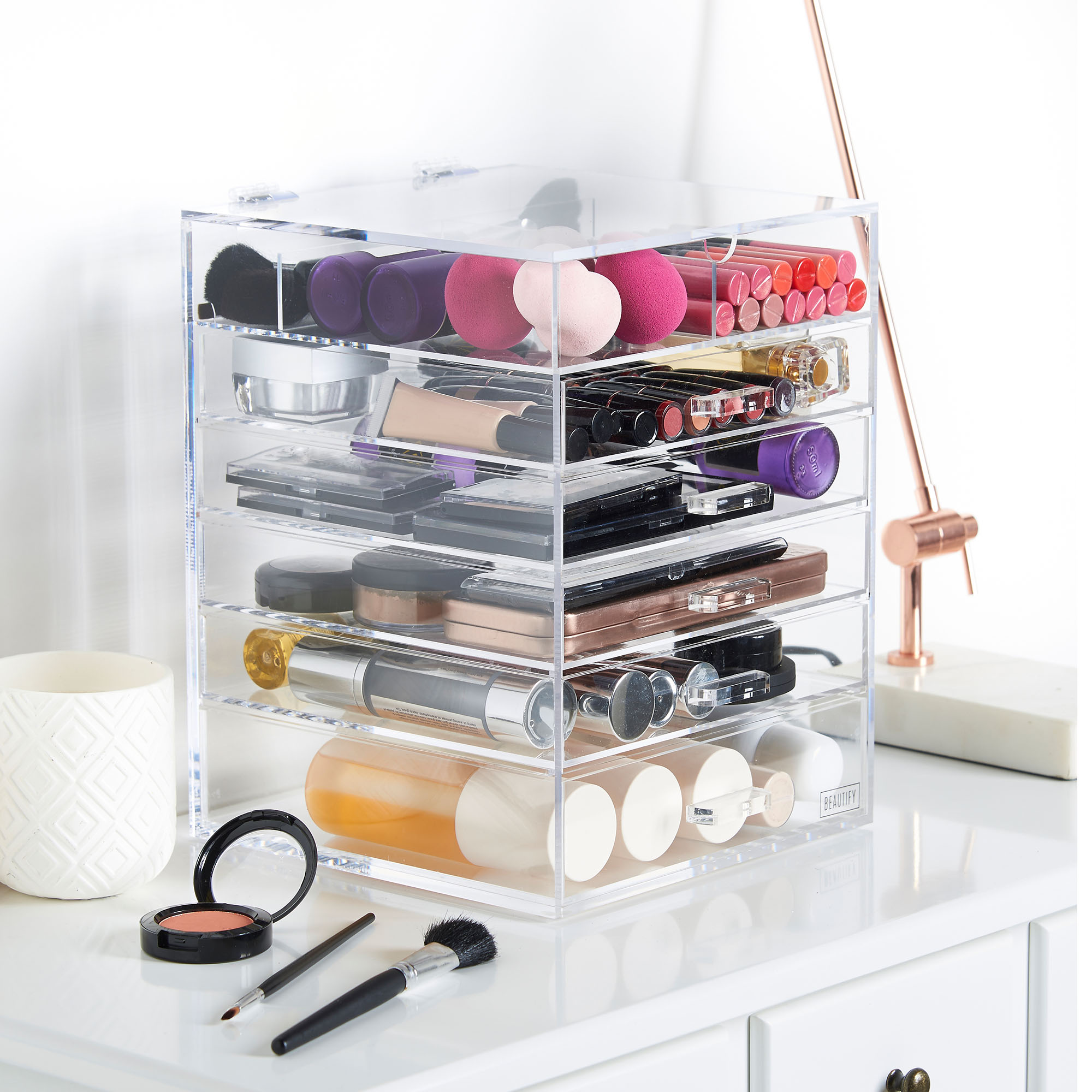 Beautify Acrylic Makeup Organiser 6 Tier Clear Cosmetic Storage Box