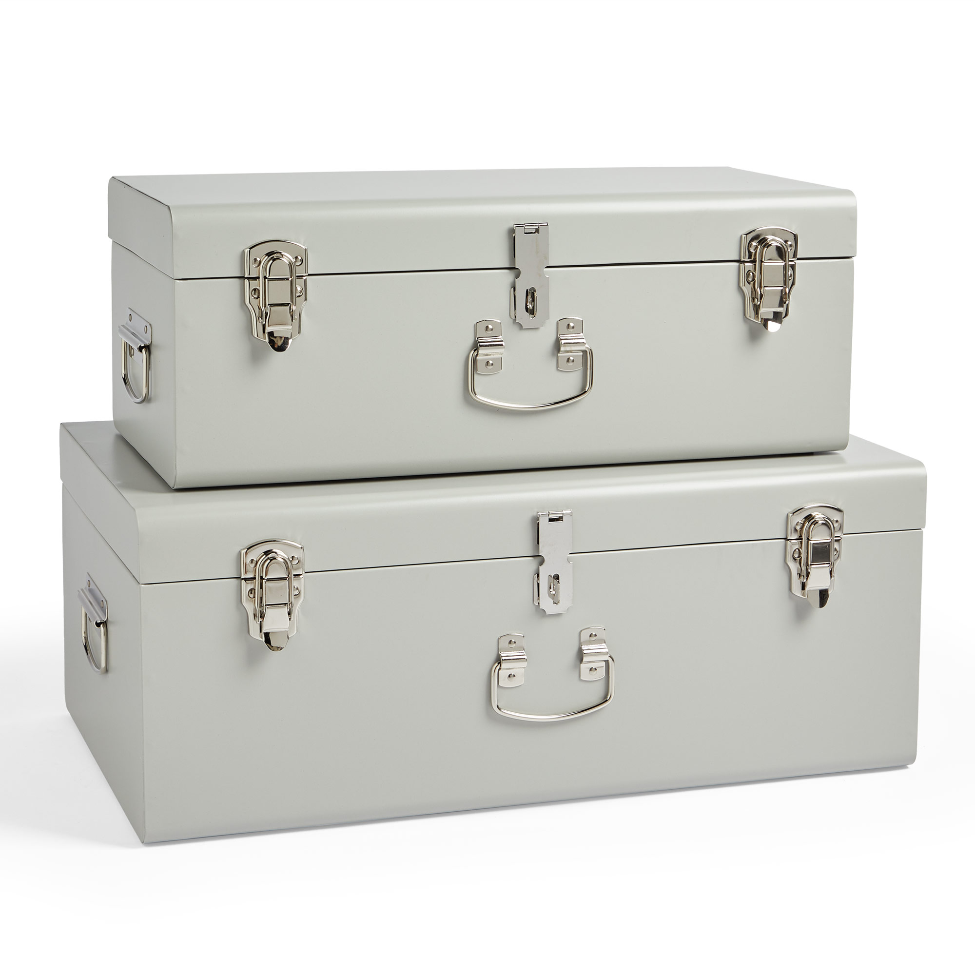 BTFY Storage Trunks Set of 2 | Grey Metal Steel Storage Box/Chests | eBay