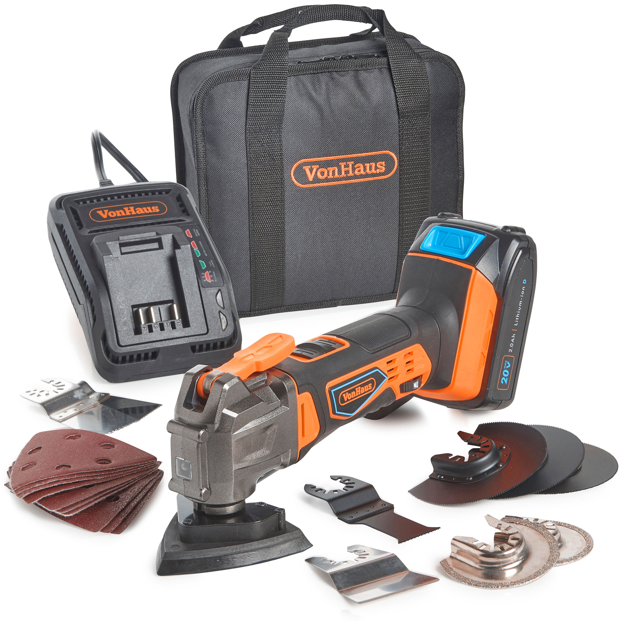 VonHaus 20V Cordless Oscillating MultiTool Kit with LiIon Battery