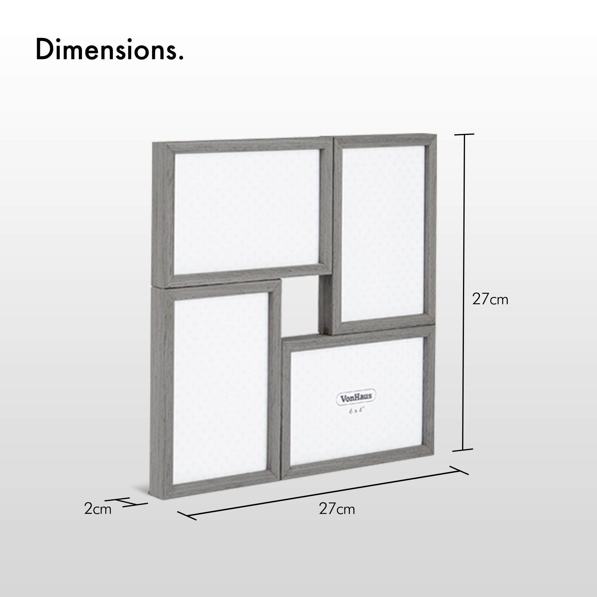 VonHaus 4x Decorative Collage Picture Frames for Multiple 4x6 Photos