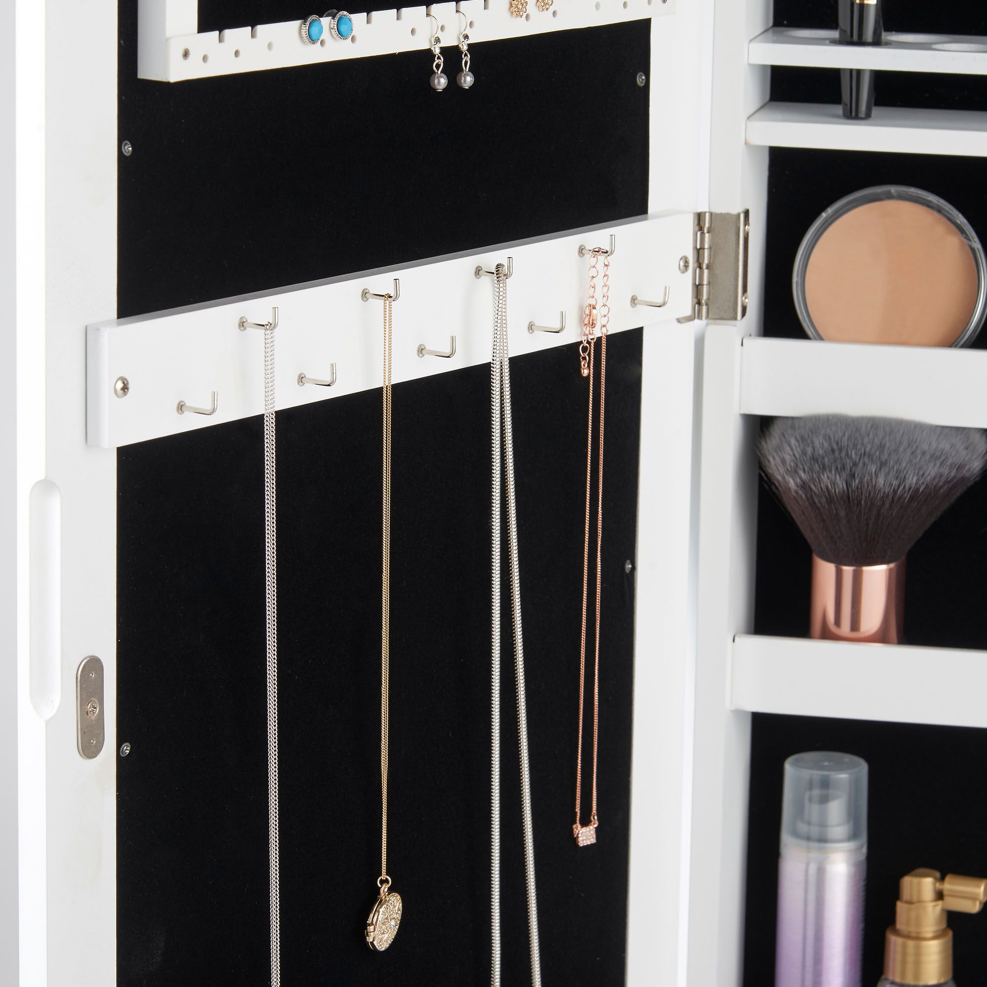 Beautify Led Lighted Mirrored Jewelry Cabinet Armoire Stand Sentinel Beautify Led Jewelry Cabinet Standing Makeup Armoire Organizer With Internal And External Mirror White